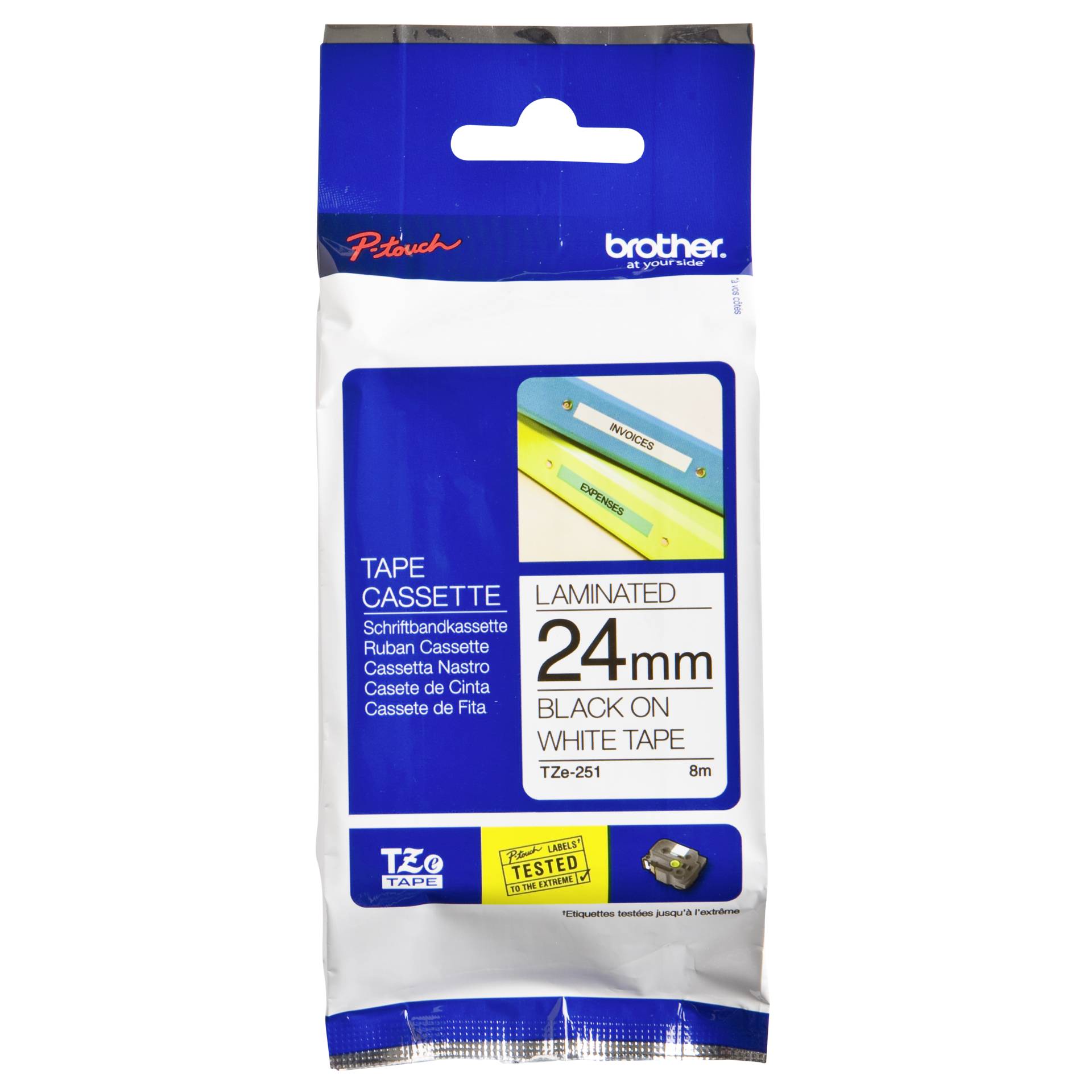 Brother Schriftbandkassette  TZE-251 weiß/schwarz 24 mm