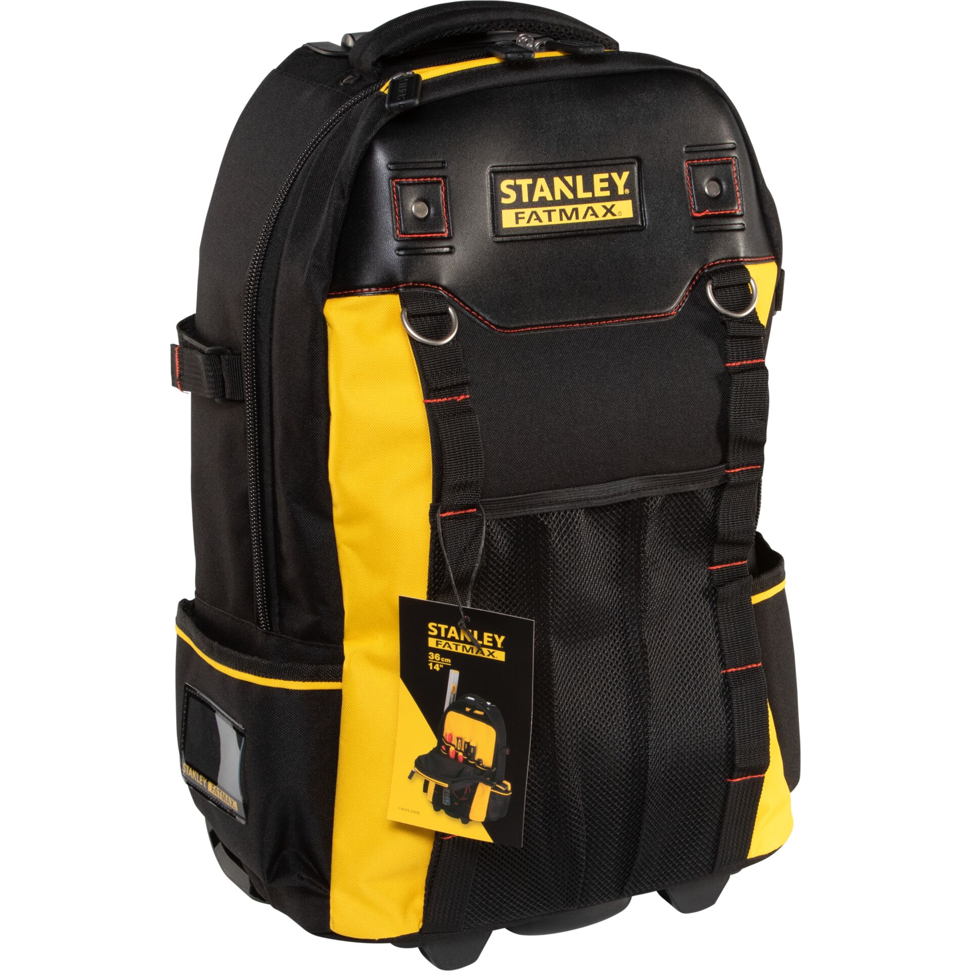 Rucksack, Schwarz, Gelb, Tragegriff, Fach, Rucksack, Werkzeugtasche, Stanley Fatmax, schwarz, gelb