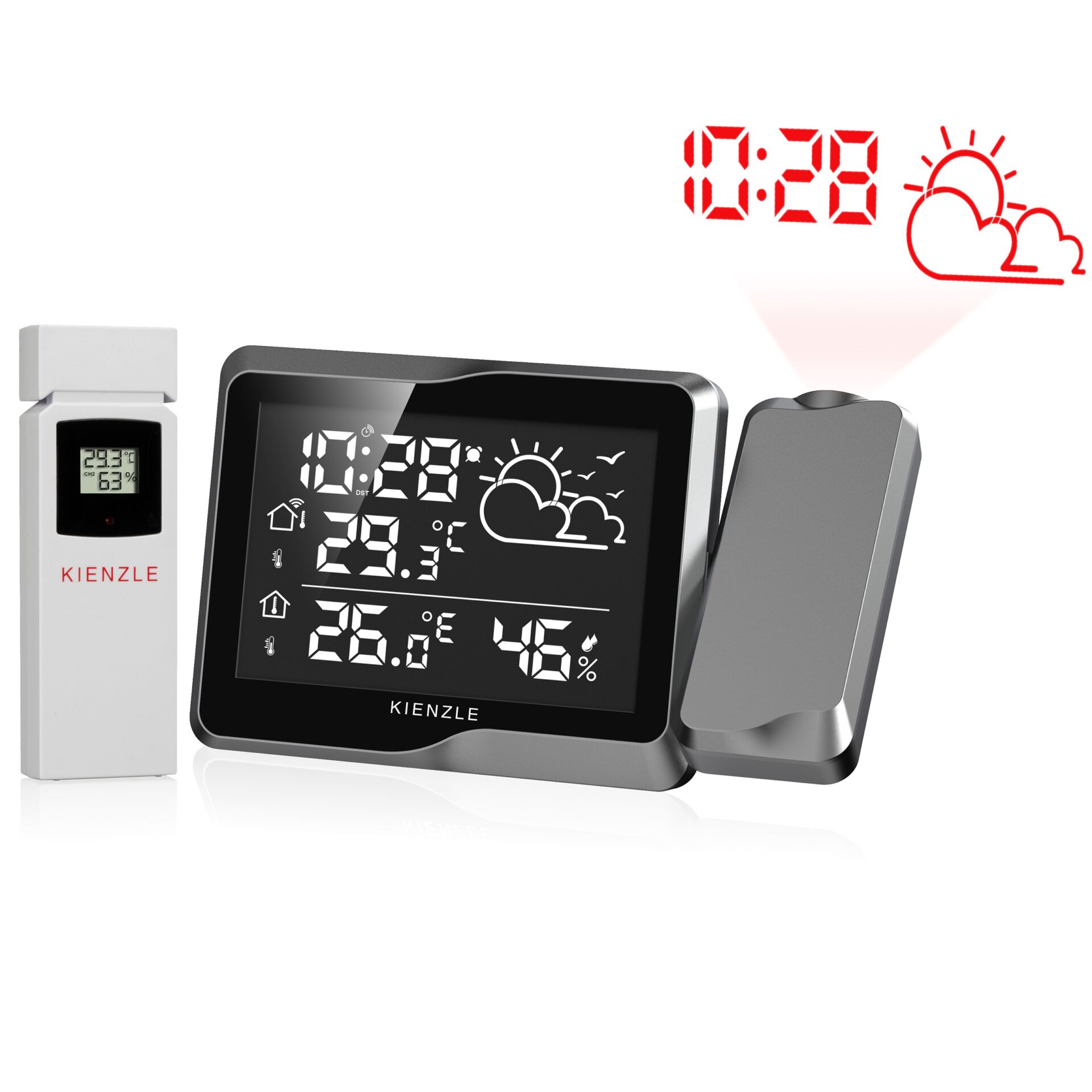 Wetterstation, Digitale Uhr, Wetteranzeige, Thermometer, Barometer