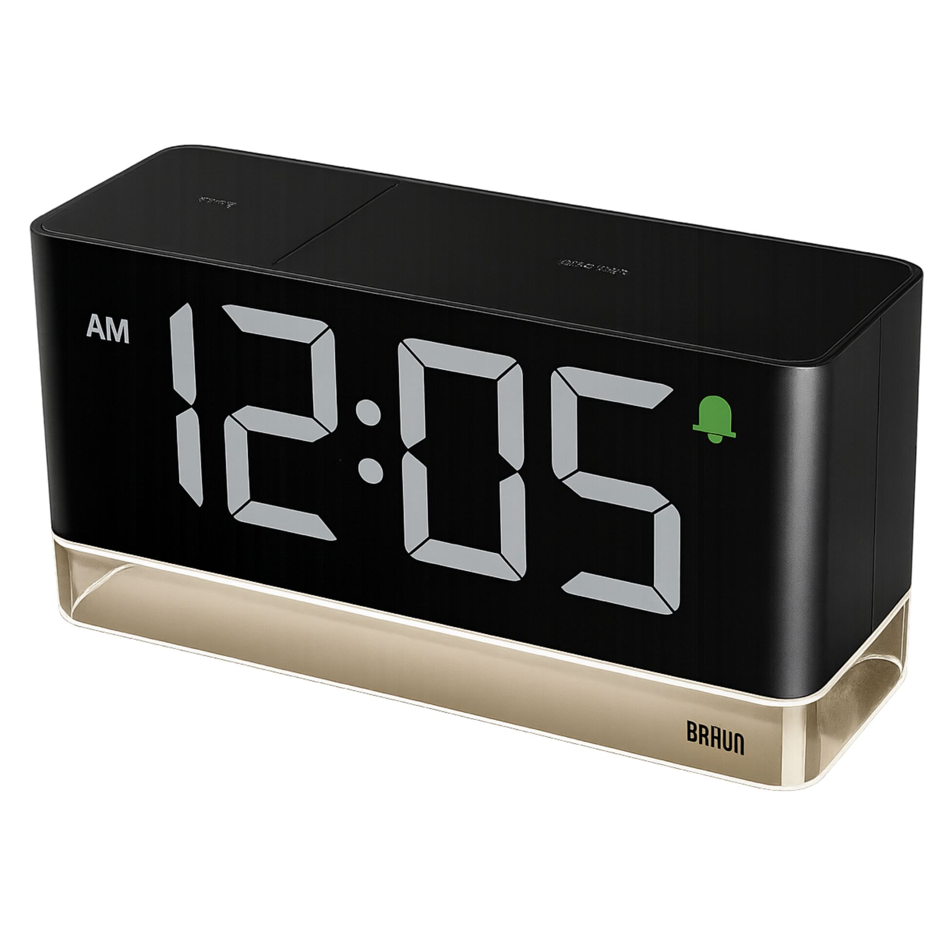 digitaler Wecker, Wecker mit LED-Anzeige, LED-Anzeige, schwarzer Wecker, goldene Basis