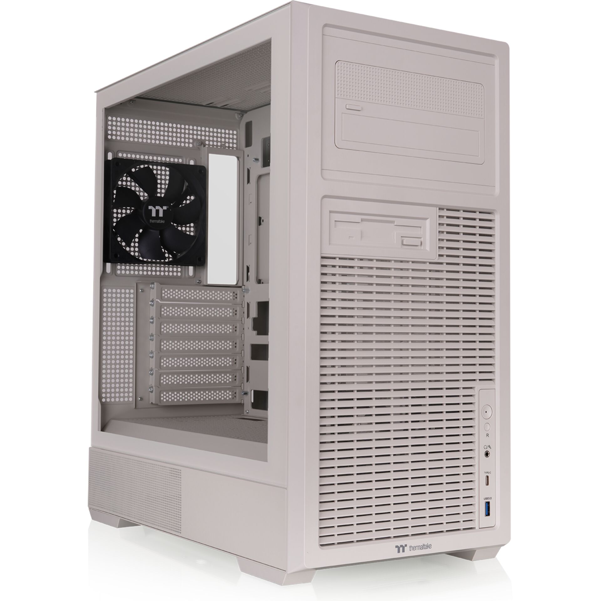 PC-Gehäuse, Mid-Tower, ATX, Schwarz-weiß, Lüfter 140mm
