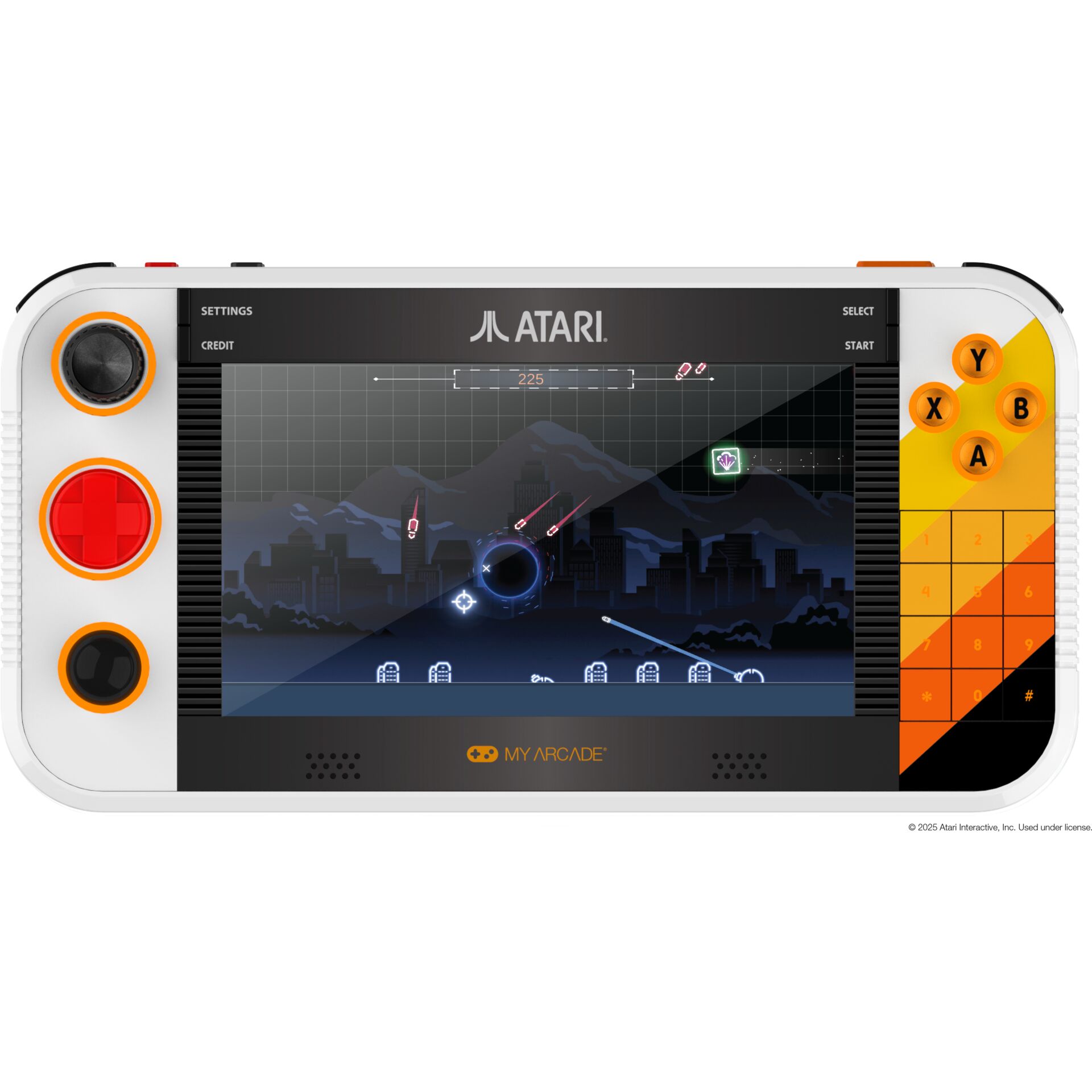 handheld console, retro gaming, arcade, bunte knöpfe, Atari-stil