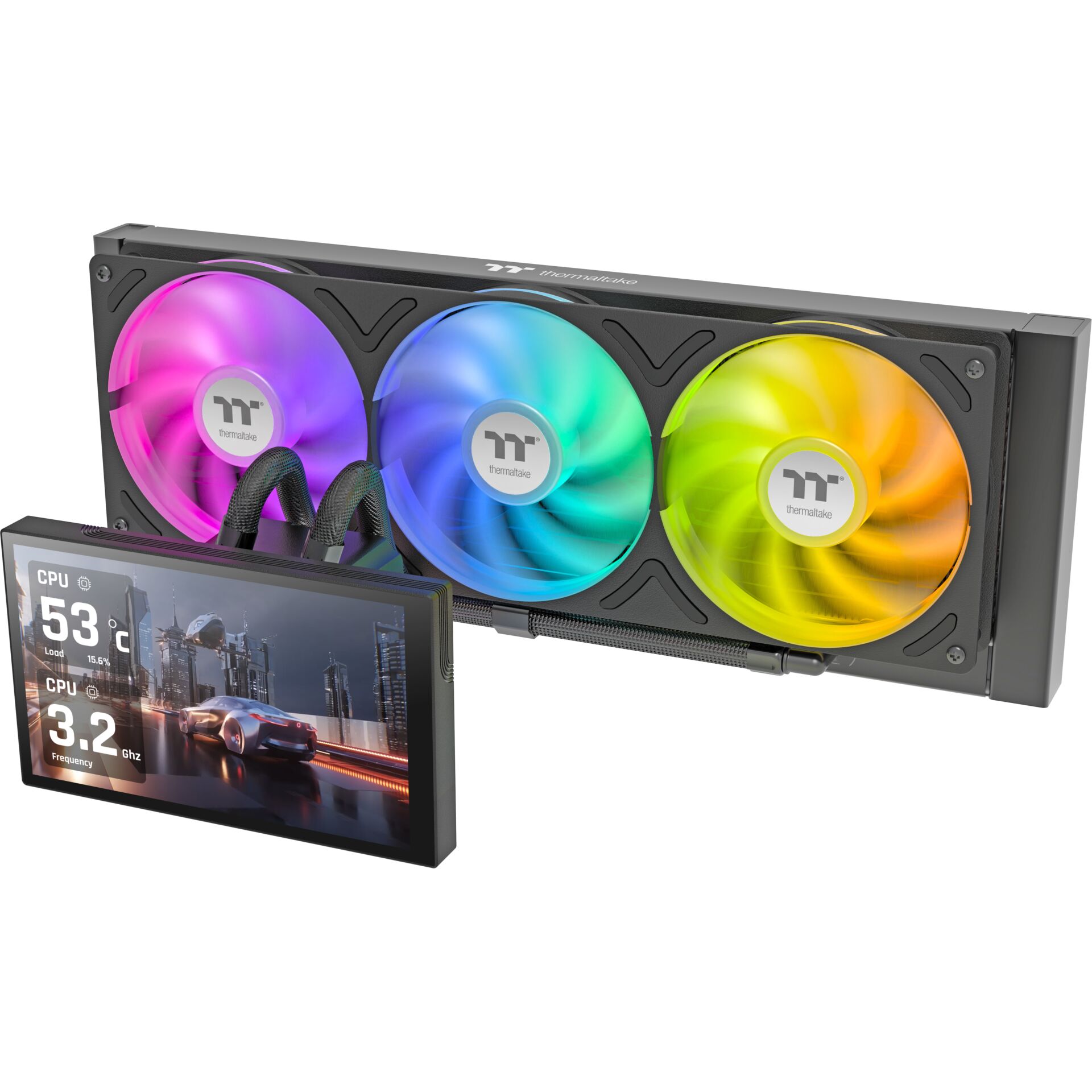 All-in-One, CPU-Kühler, RGB-Lüfter, Flüssigkeitskühlung, Display-Bildschirm