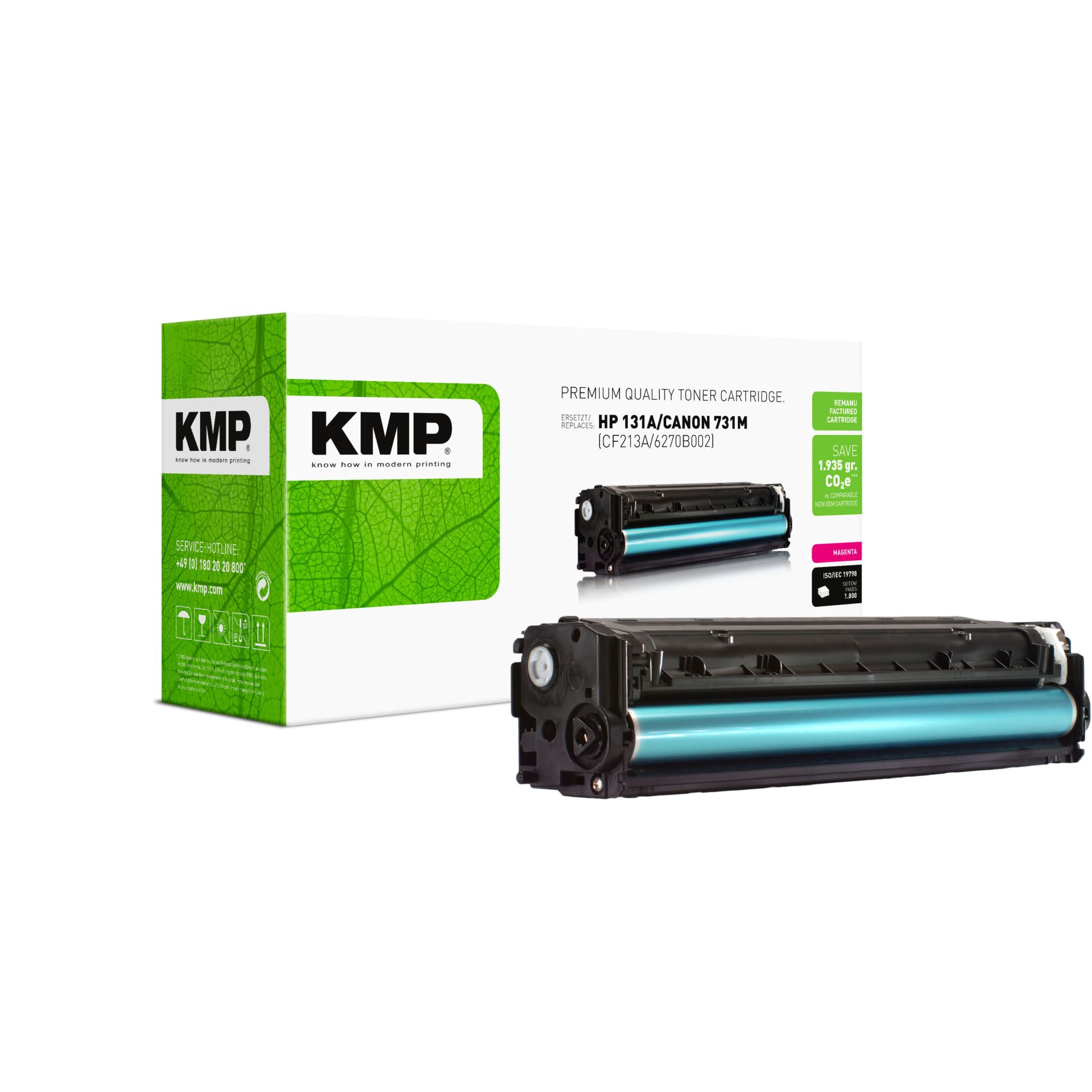 Computerausrüstung, Elektronik, Hardware, Maschine, Tonerpatrone, Canon/HP-kompatibel, Blaues Trommelrad, Drucker-Accessory, KMP-Verpackung