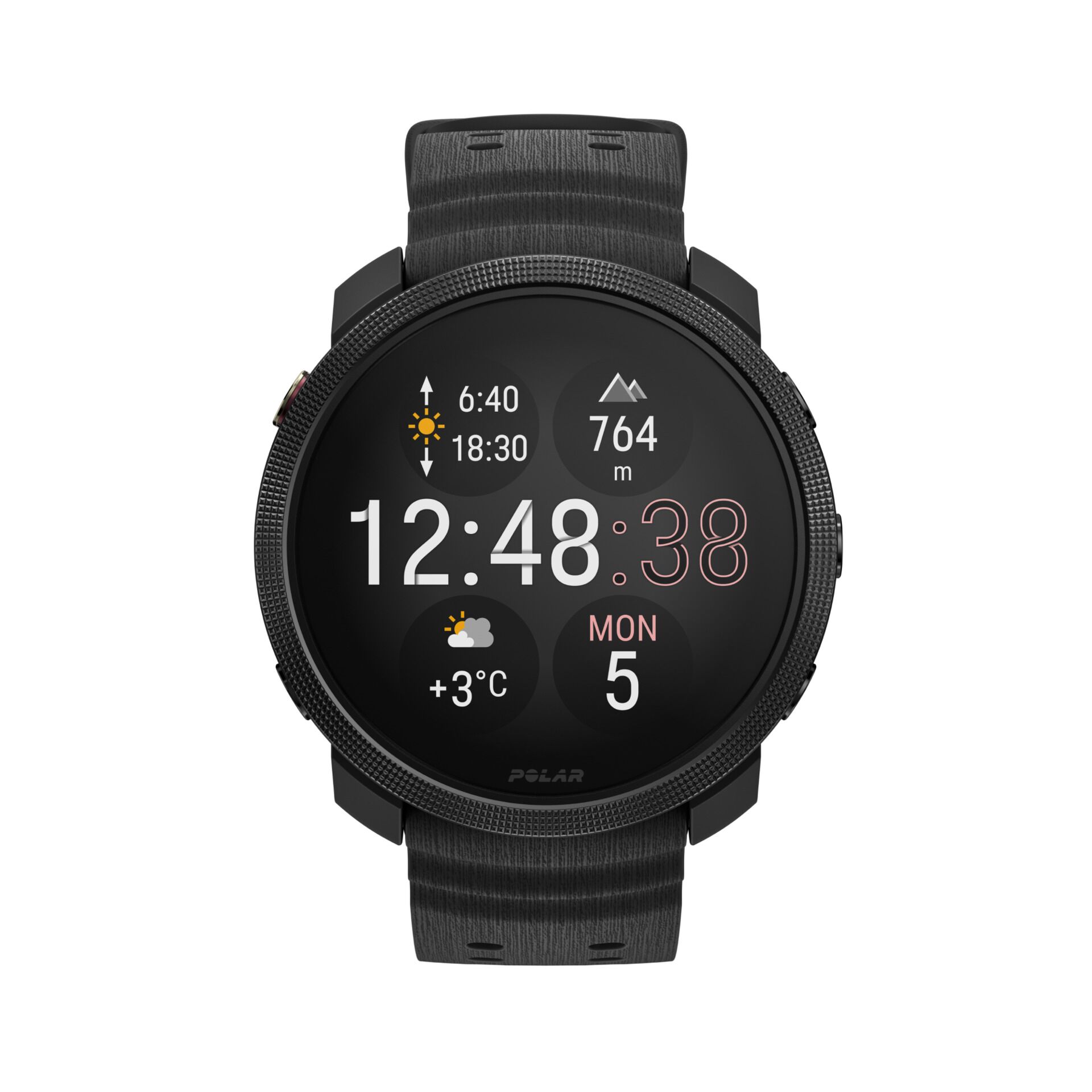 smartwatch, digital-display, schwarz, armband, wochenend-zeit