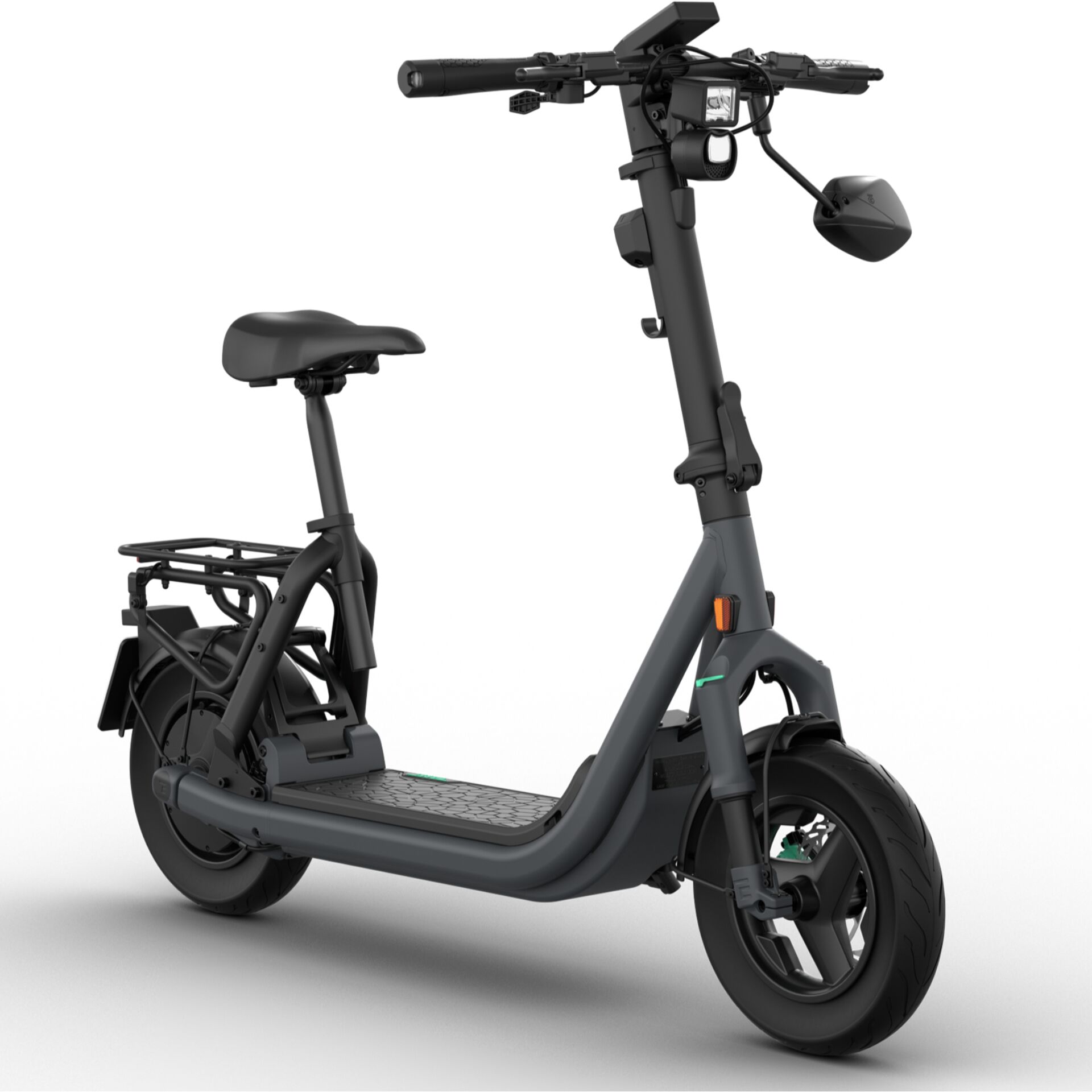 E-Scooter, Fahrrad-Elektro, Sitzroller, Bremsen, Gepäckträger