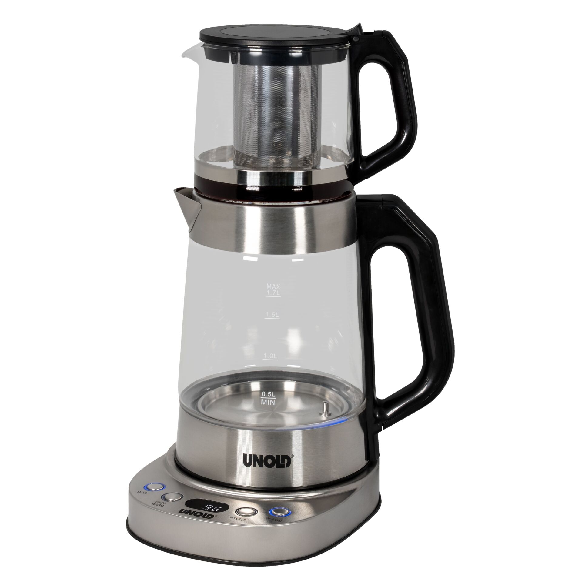 Kaffeemaschine, Kaffeezubereiter, Glasbehälter, Edelstahl, Wiegekapazität 1,5L