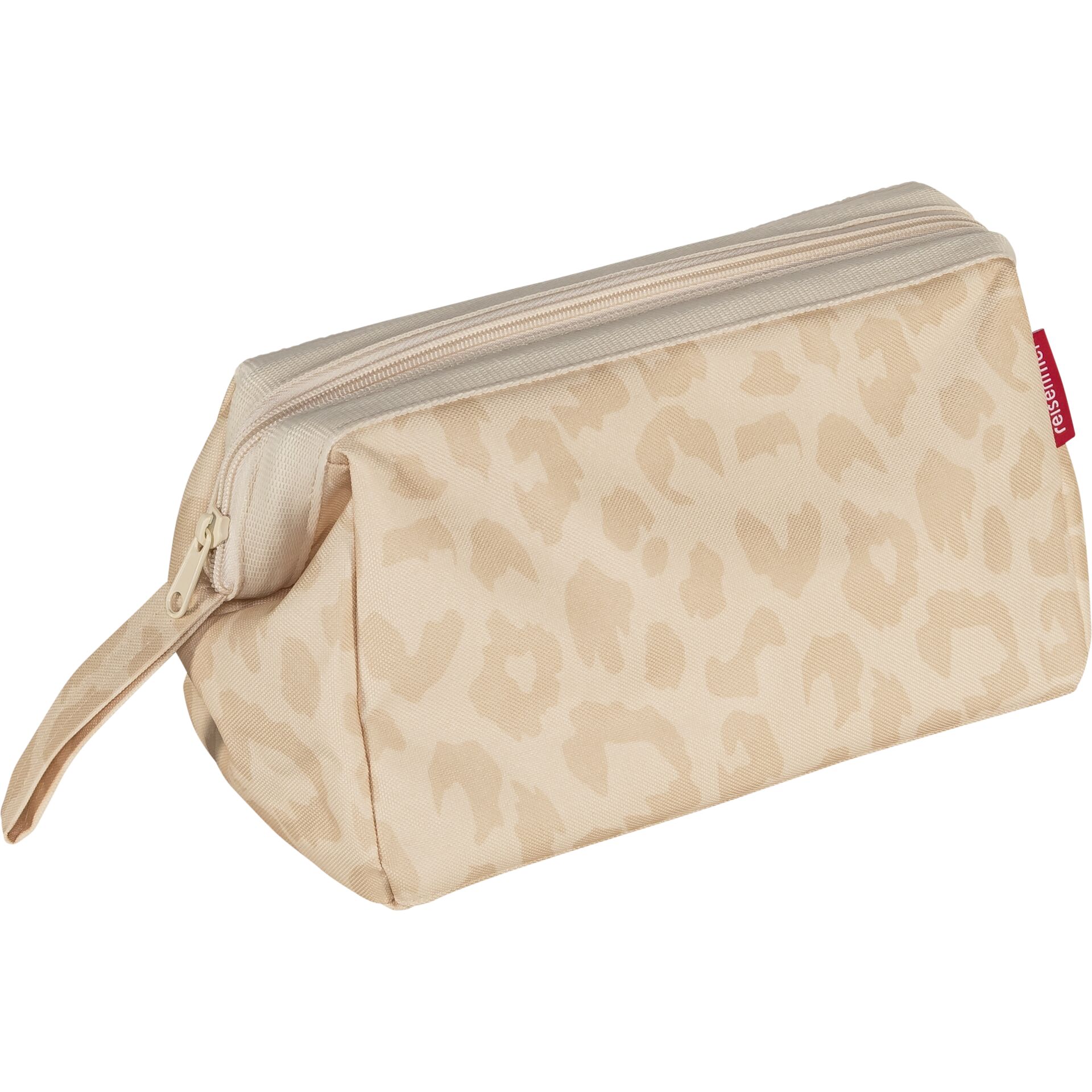 Kosmetiktasche, Beutel, Leopardenmuster, Beige, Reißverschluss