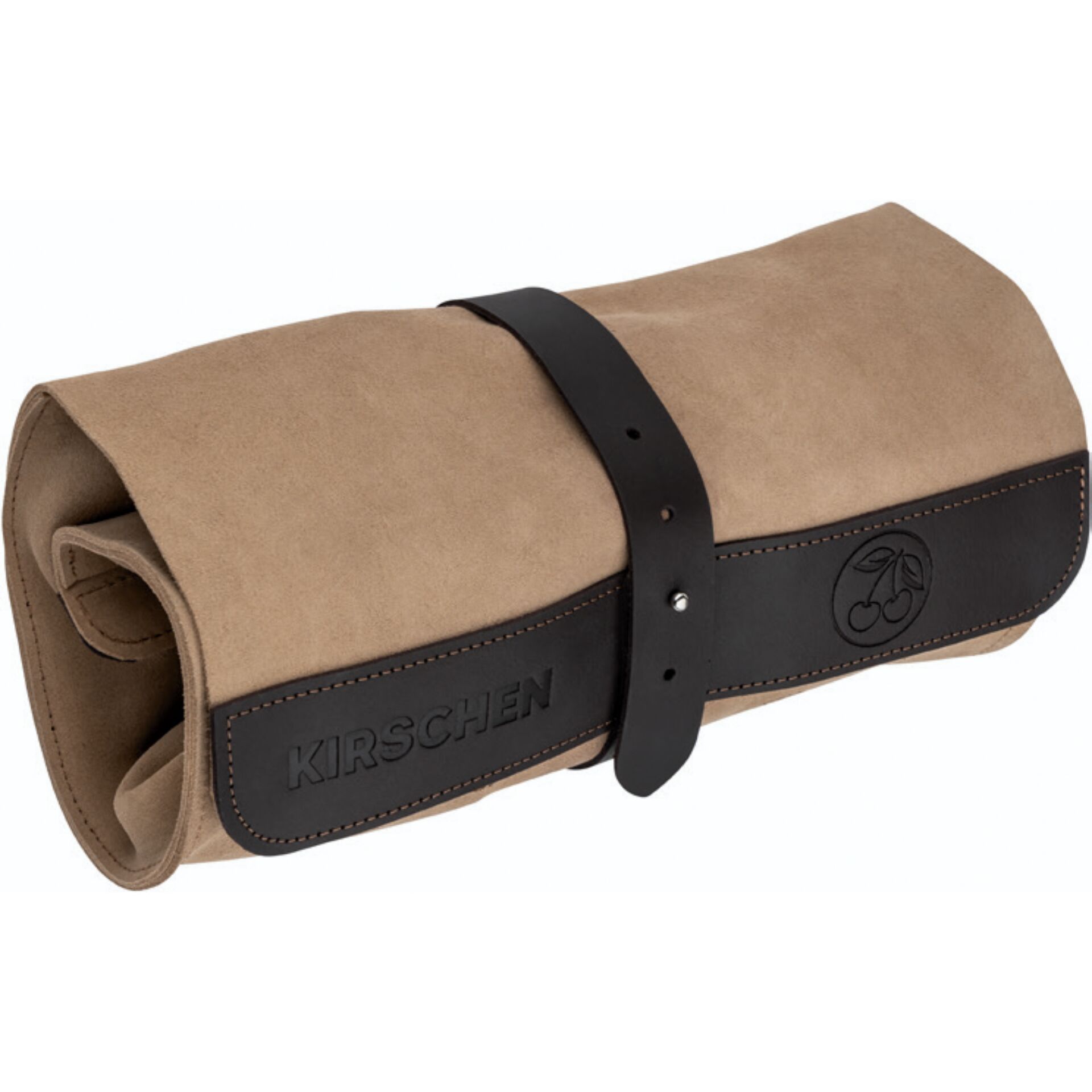 roll-up, tool bag, beige, lederriemen, kirschenschutz-etikett