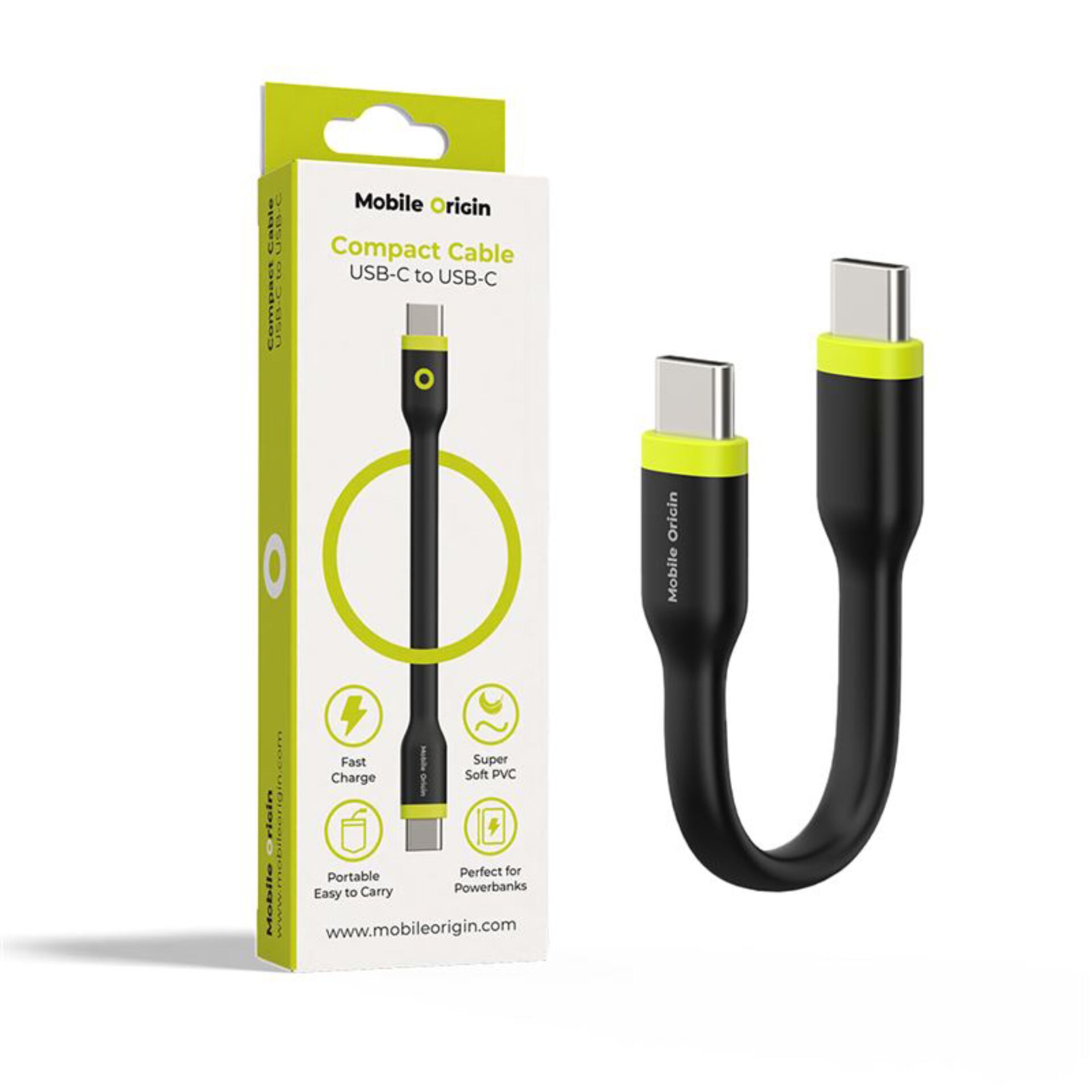 USB-C-Kabel, Kompaktes Kabel, USB-C zu USB-C, Flaches Kabel, Schnellladung