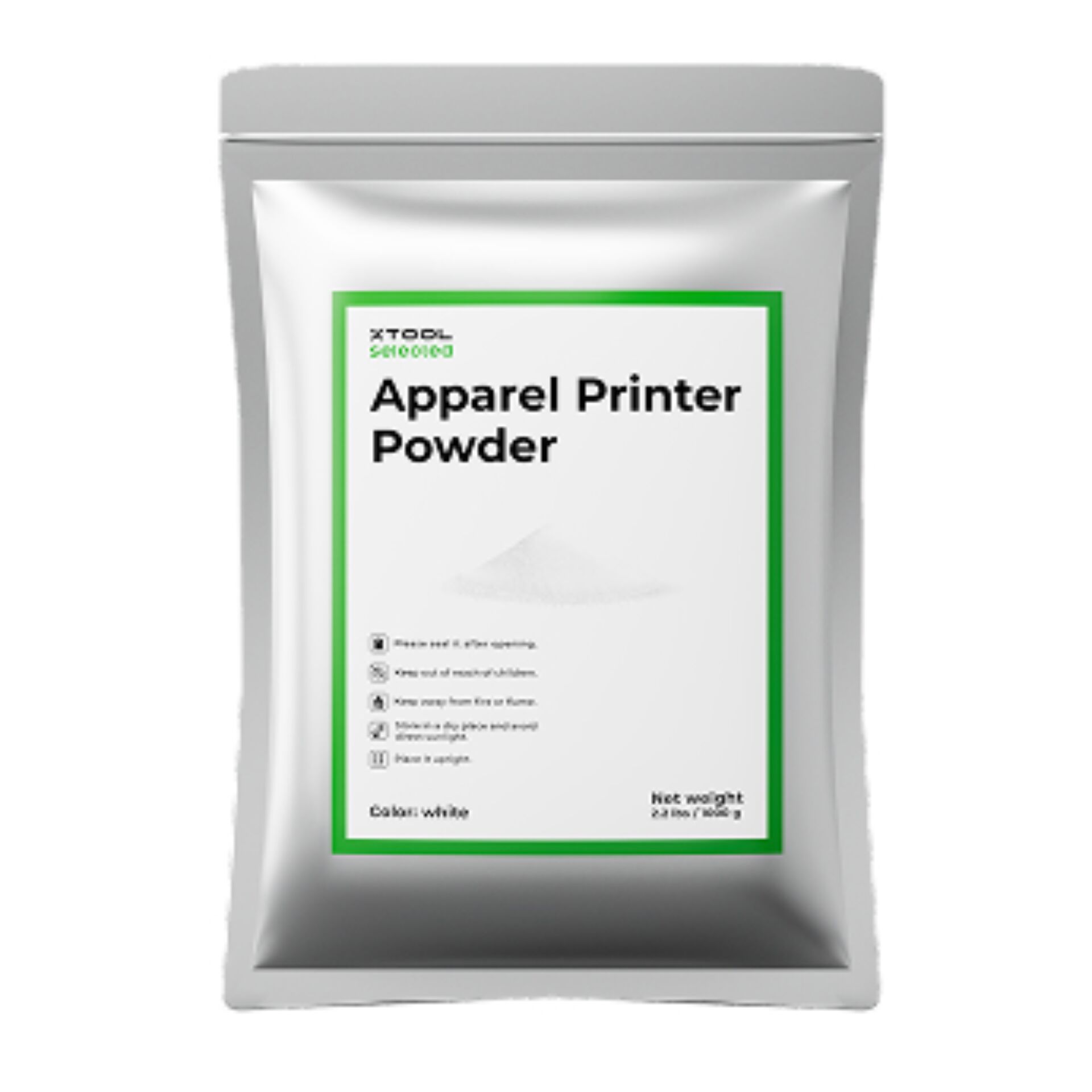 Apparel Printer Powder, Powder, Printer accessory, White/gray packaging, Label: Not weight 23 lbs