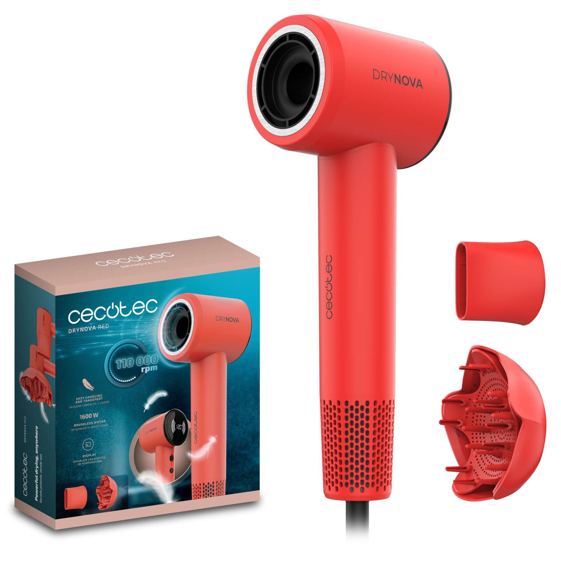 haartrockner, tragbar, rot, AC-Motor, diffusor