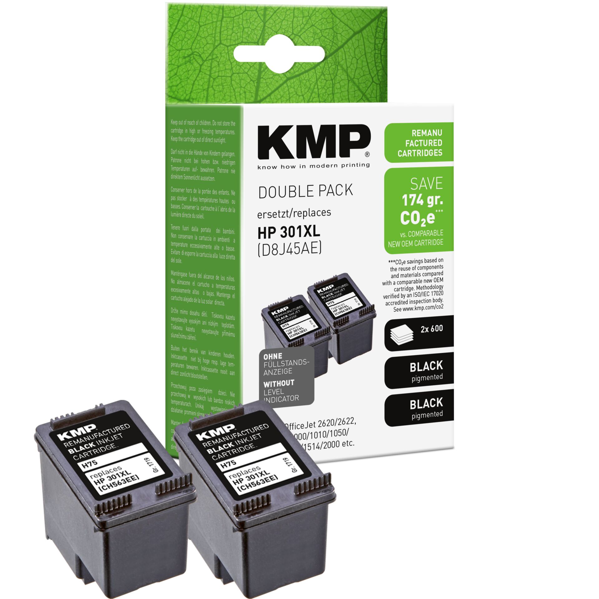 Adapter, Elektronik, Computer-Ausrüstung, Computerausrüstung, QR-Code, Tintenpatronen, HP301XL, Druckpatronen, KMP, Schwarz pigmentiert