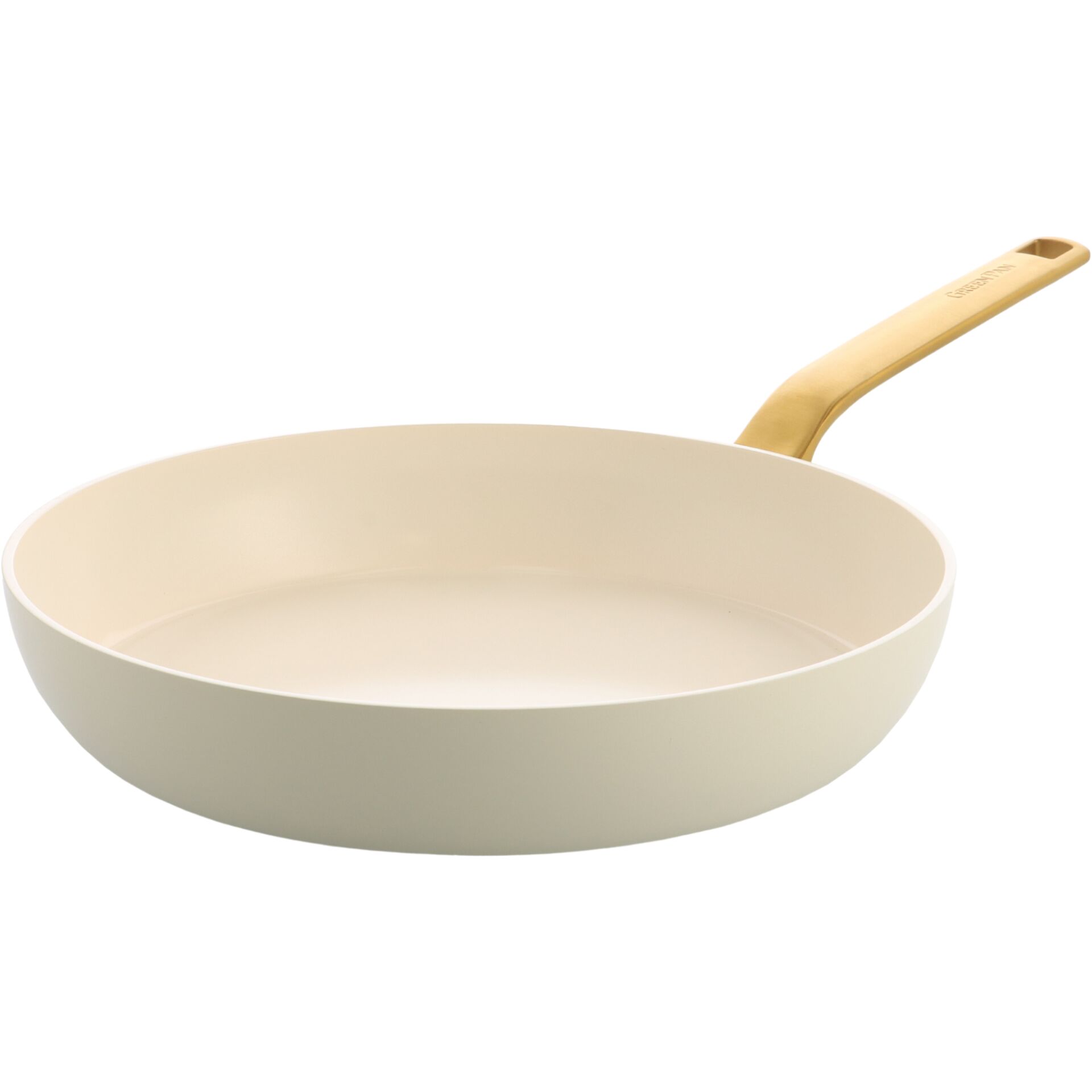 Pfannenkessel, Schmorpfanne, Beschichtet, Holzgriff, Cremefarben