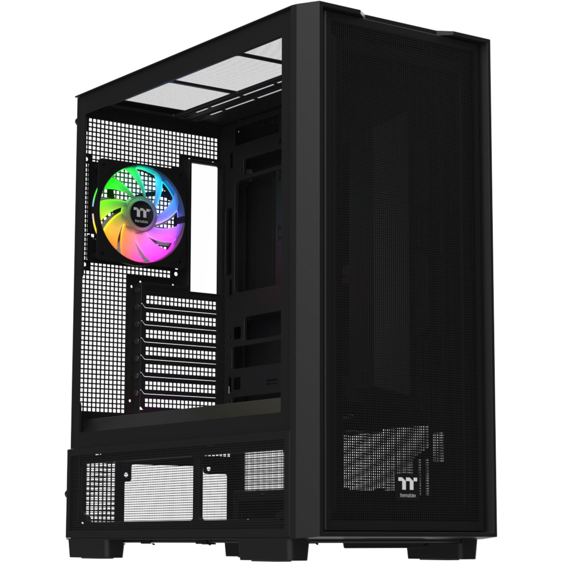 PC-Gehäuse, Midi-Tower, Mesh Front, RGB-Lüfter, offener Innenraum