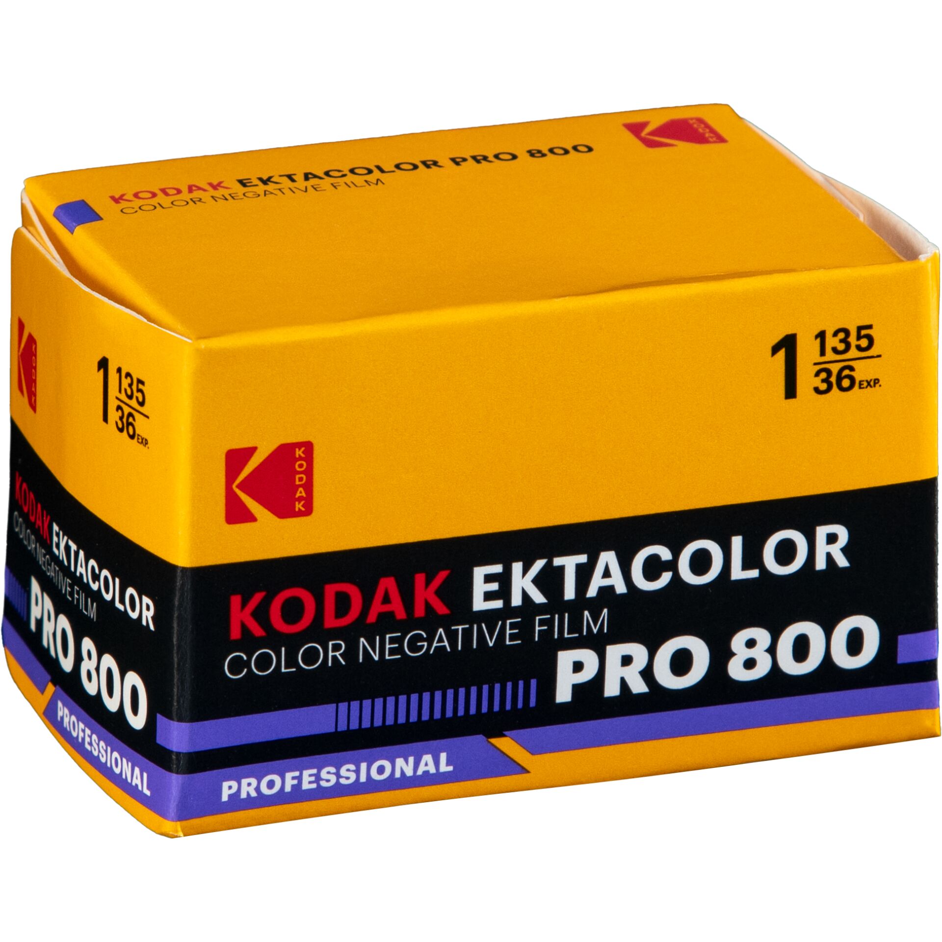 Kodak Ektacolor Pro 800, Color Negative Film, 35mm Film, Professional Film, Verpackung Gelb Schwarz Lila
