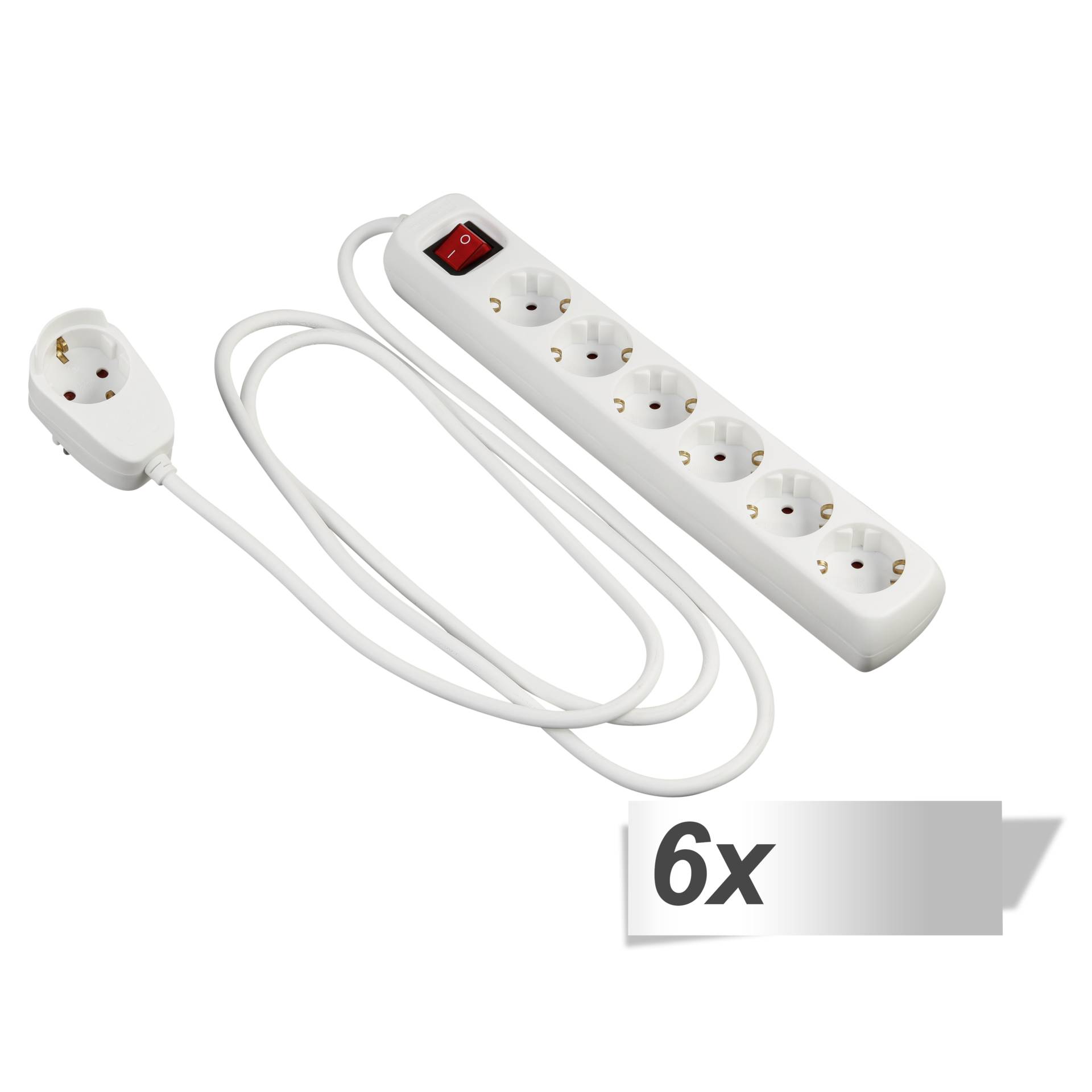 6x REV Steckdosenleiste  PowerSplit 6-fach 2m weiß