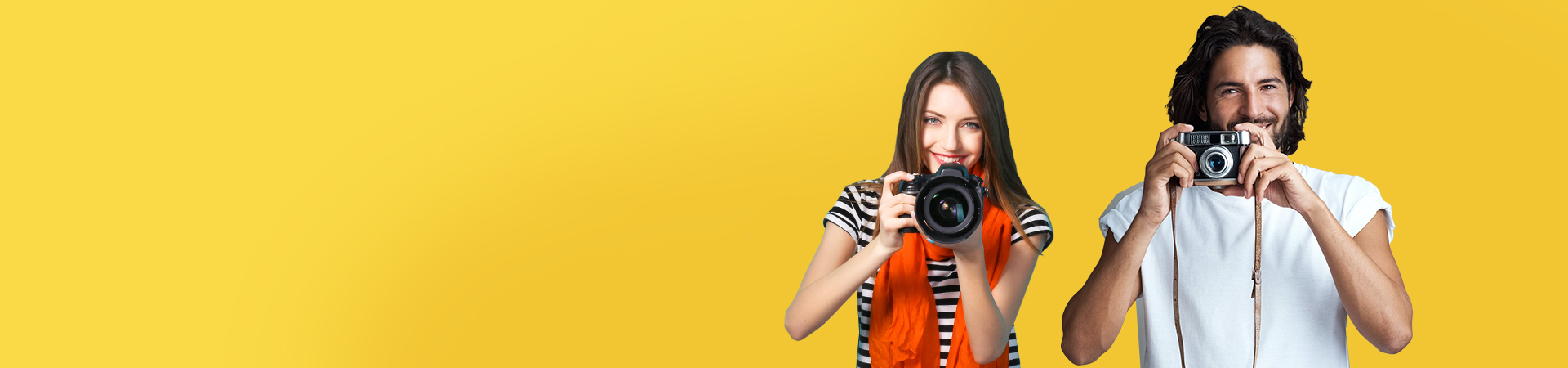 Kamera, Fotografie, Menschen, gelber Hintergrund, gestreiftes Hemd