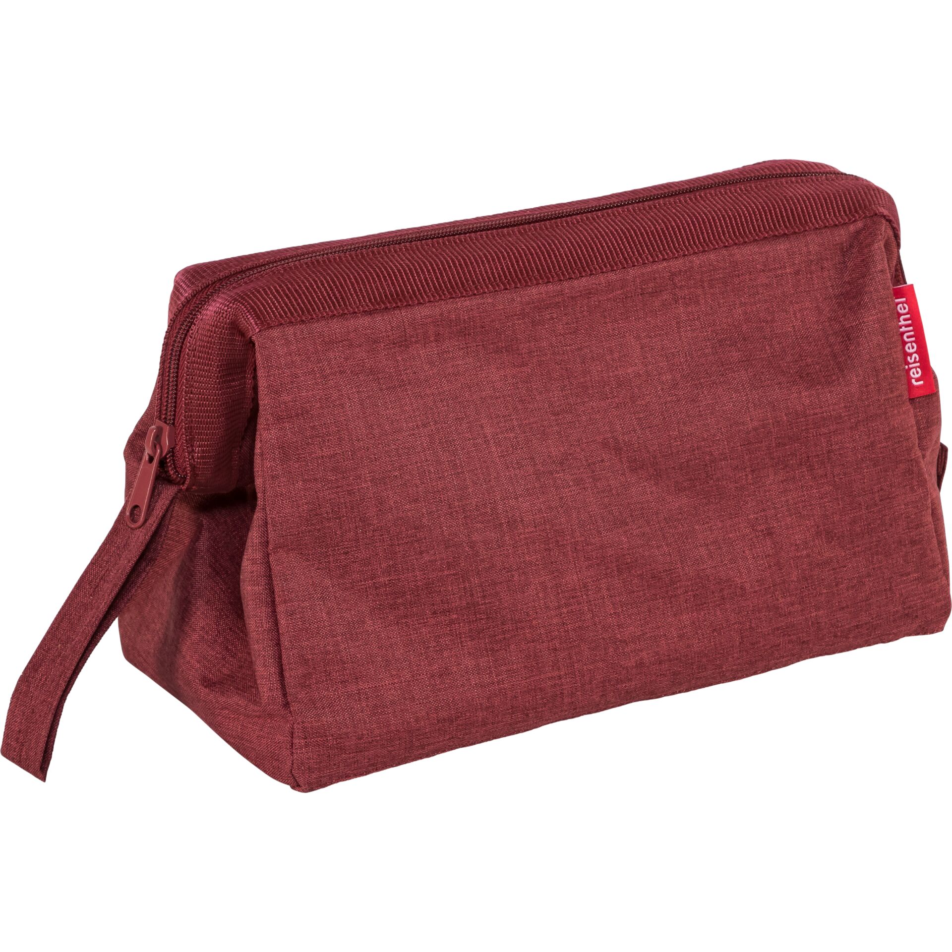 Makeup-Tasche, Kosmetiktasche, Reißverschluss-Tasche, Rotes Gewebe, Reiseaufbewahrung