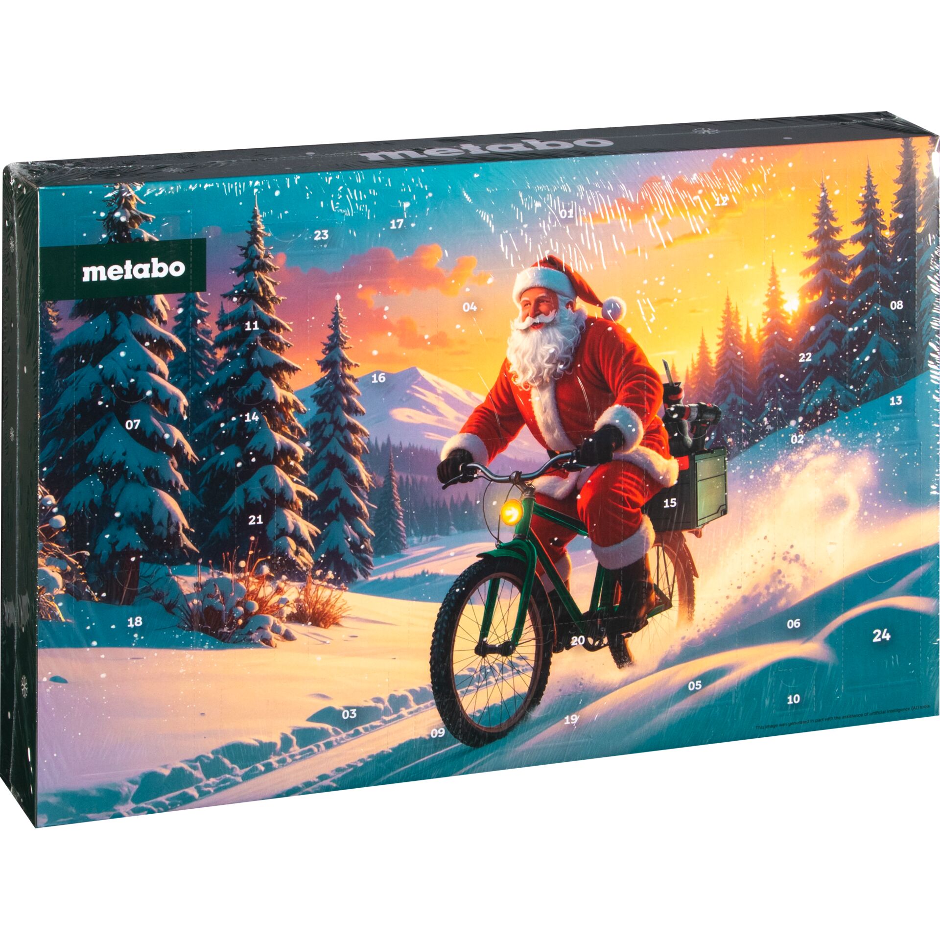 Adventskalender,  Kalender,  Weihnachtsmotiv,  Santa,  Fahrrad, Adventskalender, Motorrad, Weihnachtsmann, Winter, Tannen