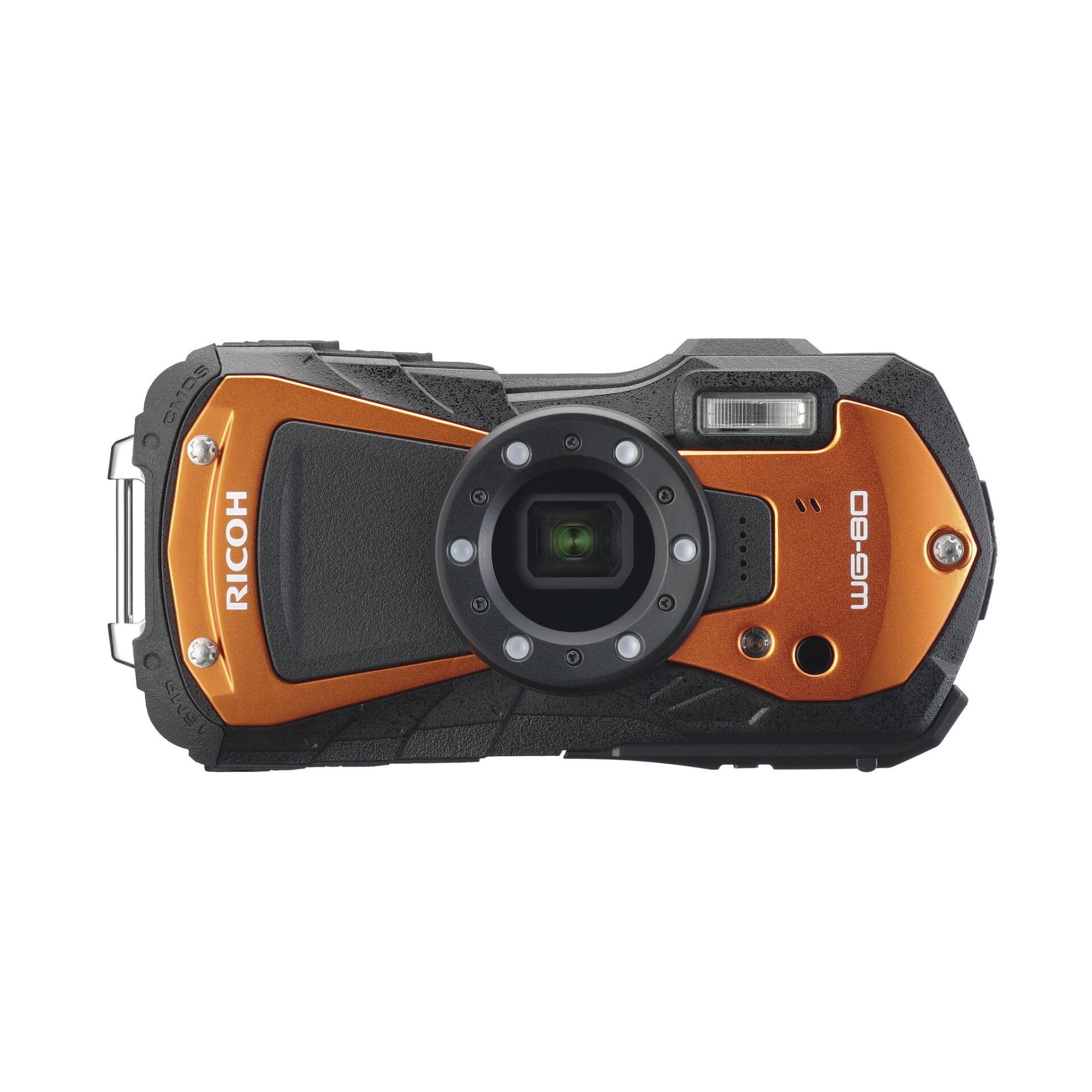 Robuste Kamera, orangefarbig, Weitwinkel, kompakt, Ricoh Kamera