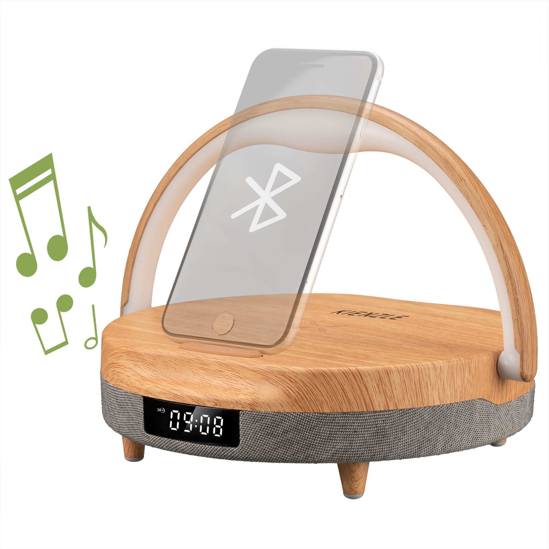 Uhren-Dock, Bluetooth-Lautsprecher, Holz-Design, Smart-Clock, Koppeln-Phone