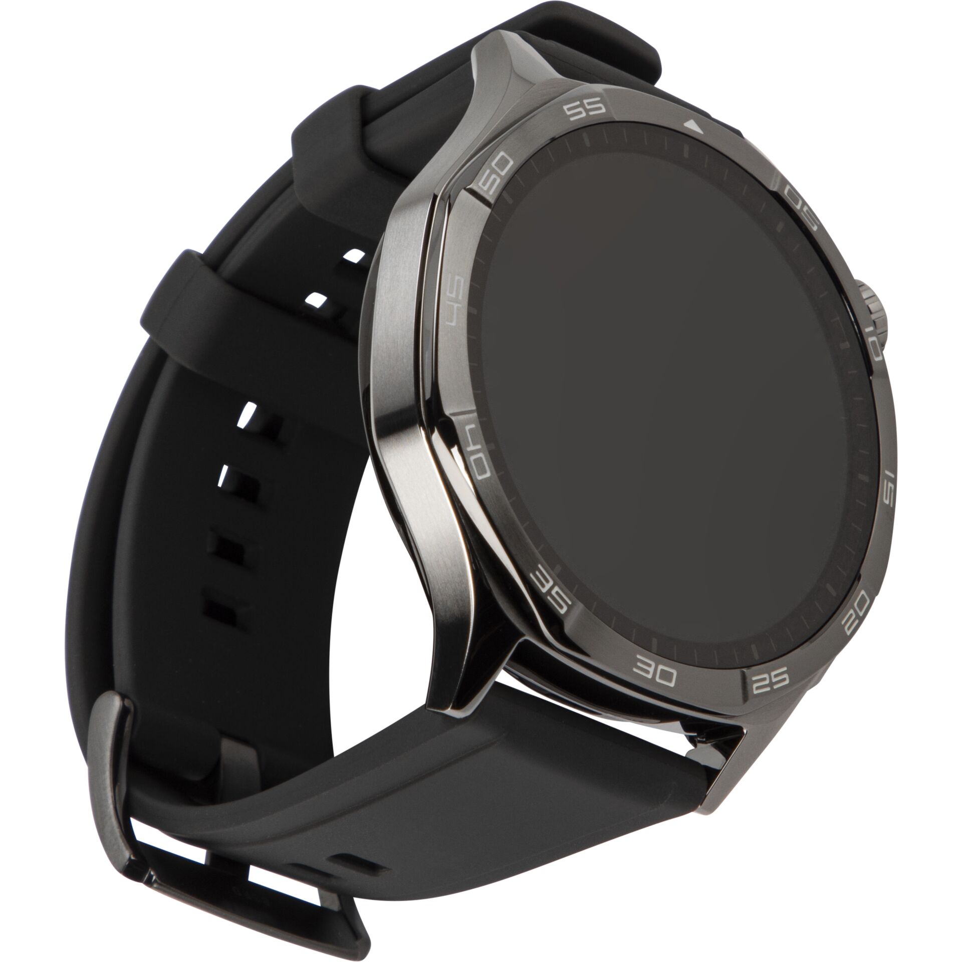 smartwatch, analog-digital, metallischer-rahmen, silicone-armband, runde-gesicht