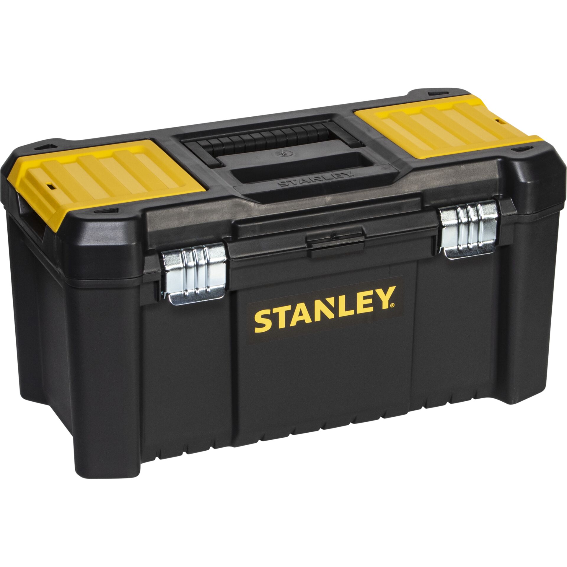 Koffer, Werkzeugkasten, Stanley, Schwarz, orange, Koffer, Werkzeugkasten, Aufbewahrung, Stahlbander, Stanley
