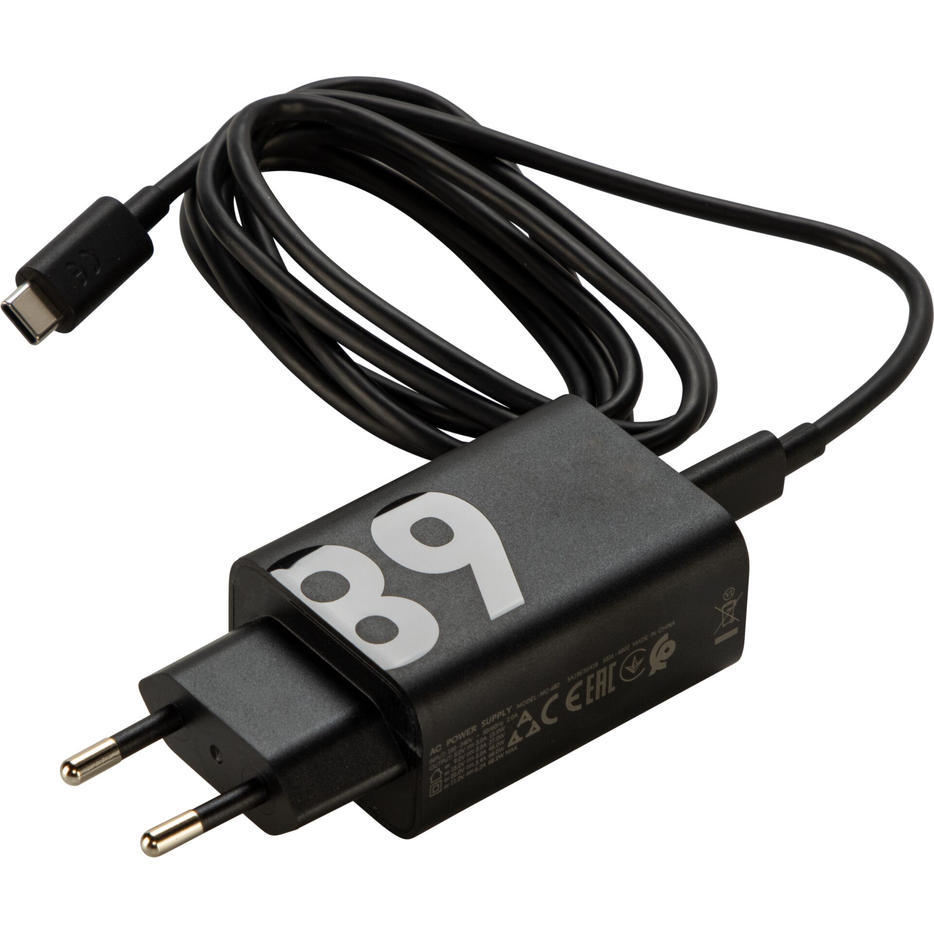 USB-C Netzteil, Ladegerät, 2A/9V, EU-Stecker, Kabellänge lang