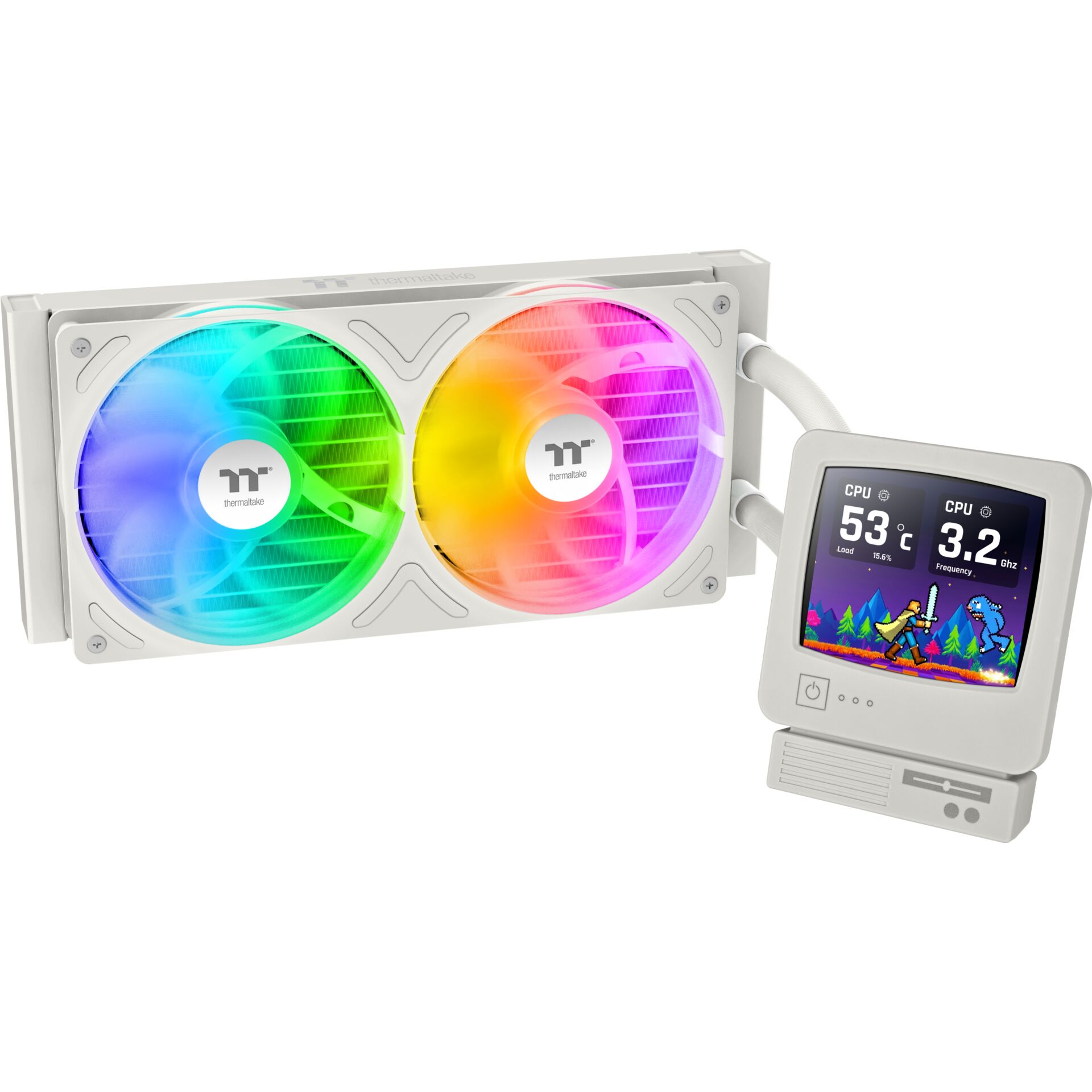 All-in-one cooler, RGB-Fans, Wasserkühlung, CPU-Block mit Monitor, RGB-Beleuchtung