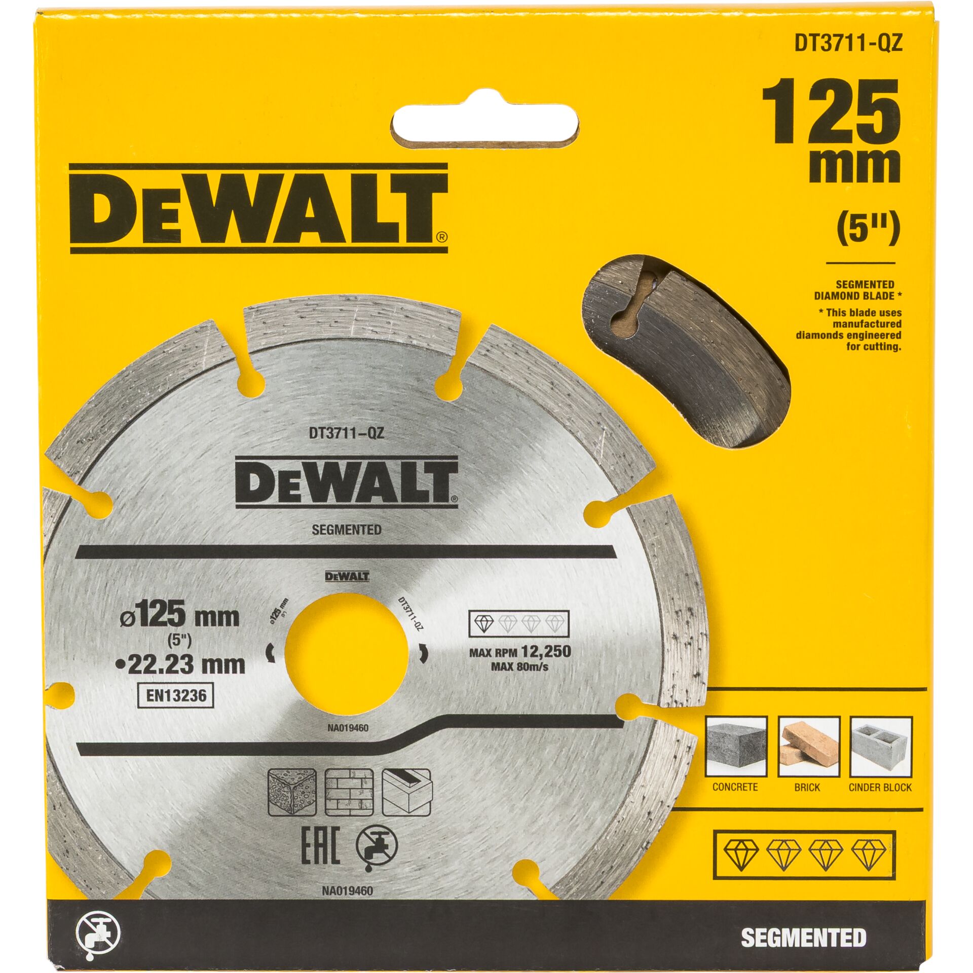 diamantsägeblatt, 125 mm, segmentiert, DeWALT, metall schneiden