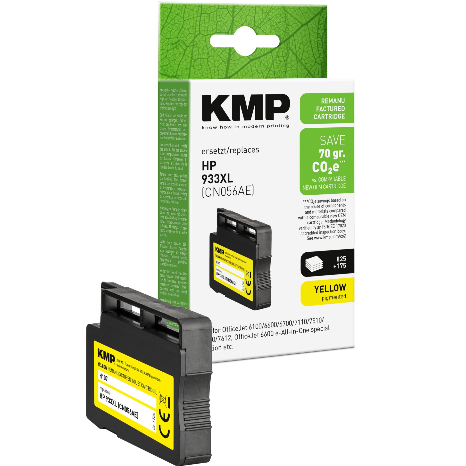 Tintenpatrone, HP 933XL, KMP, Gelb, CO2e-ersatz