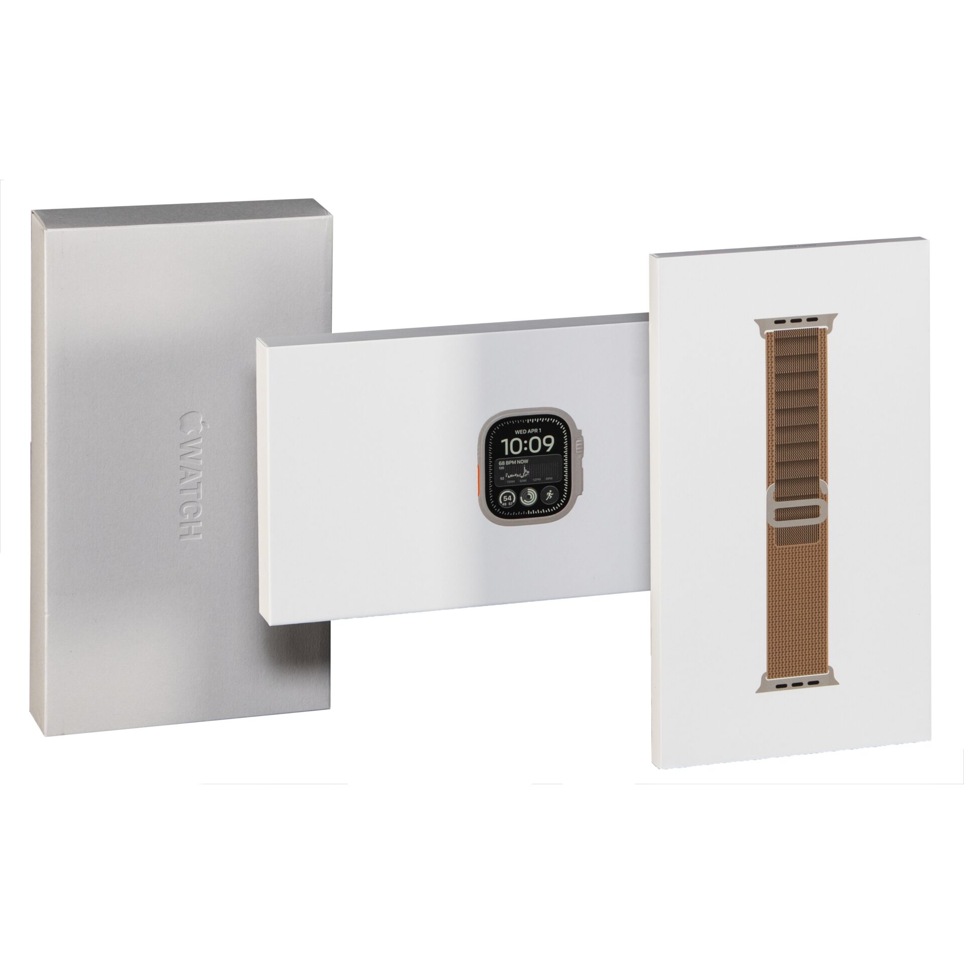 Apple Watch, Smartwatch, Metallständer, Uhrenband, Brauner Band