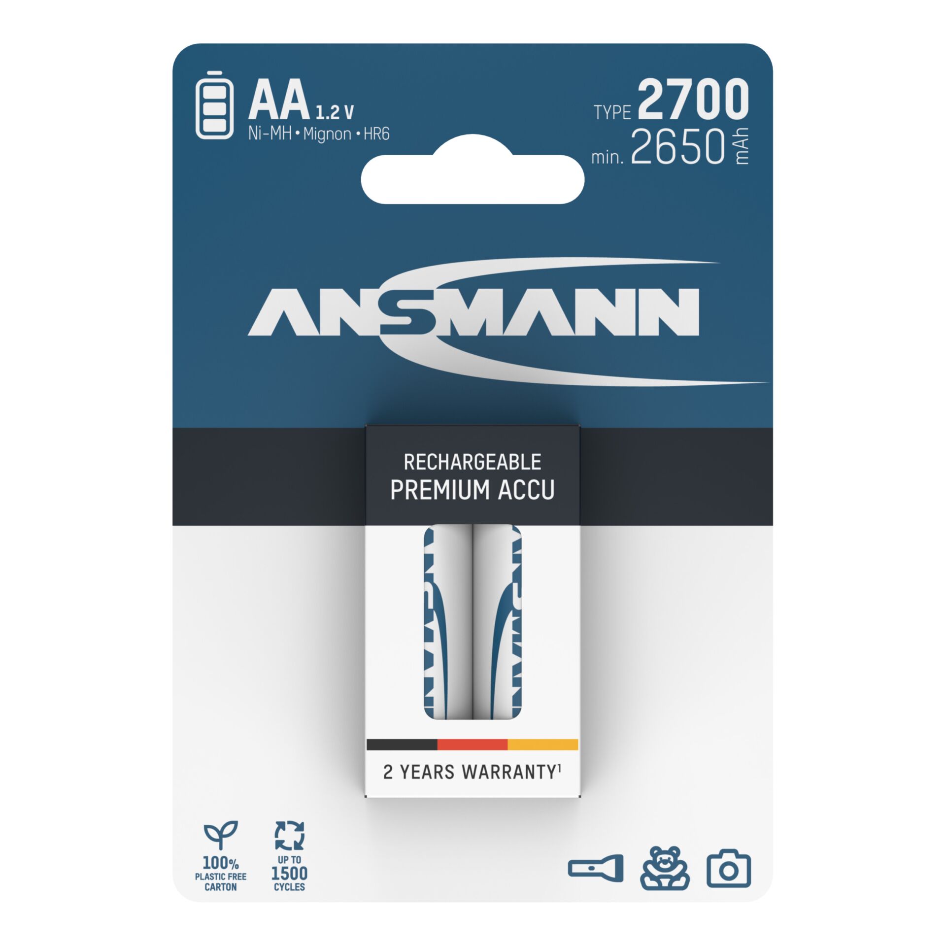 12x2 Ansmann Akku 2700  Mignon AA 2500 mAh