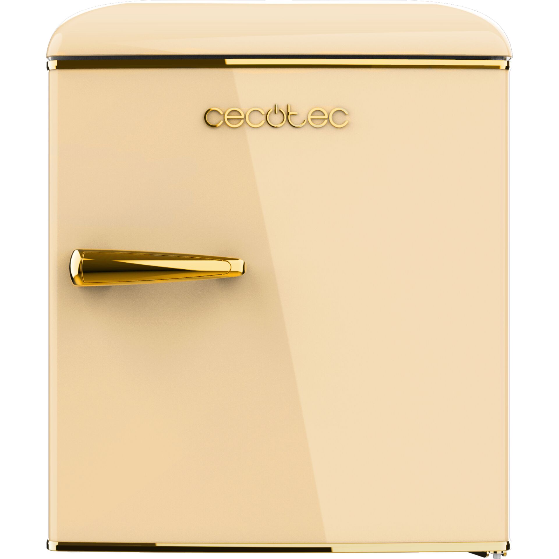 minikühlschrank, goldfarbe, kompakter Kühlschrank, Griffstange, cecbtec sichtbar