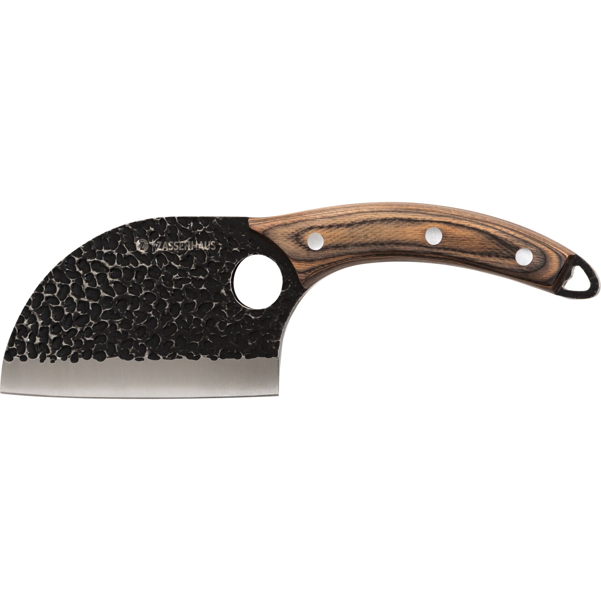 Keramikmesser, Küchenmesser, Hammered Finish, Holzgriff, Griffloch