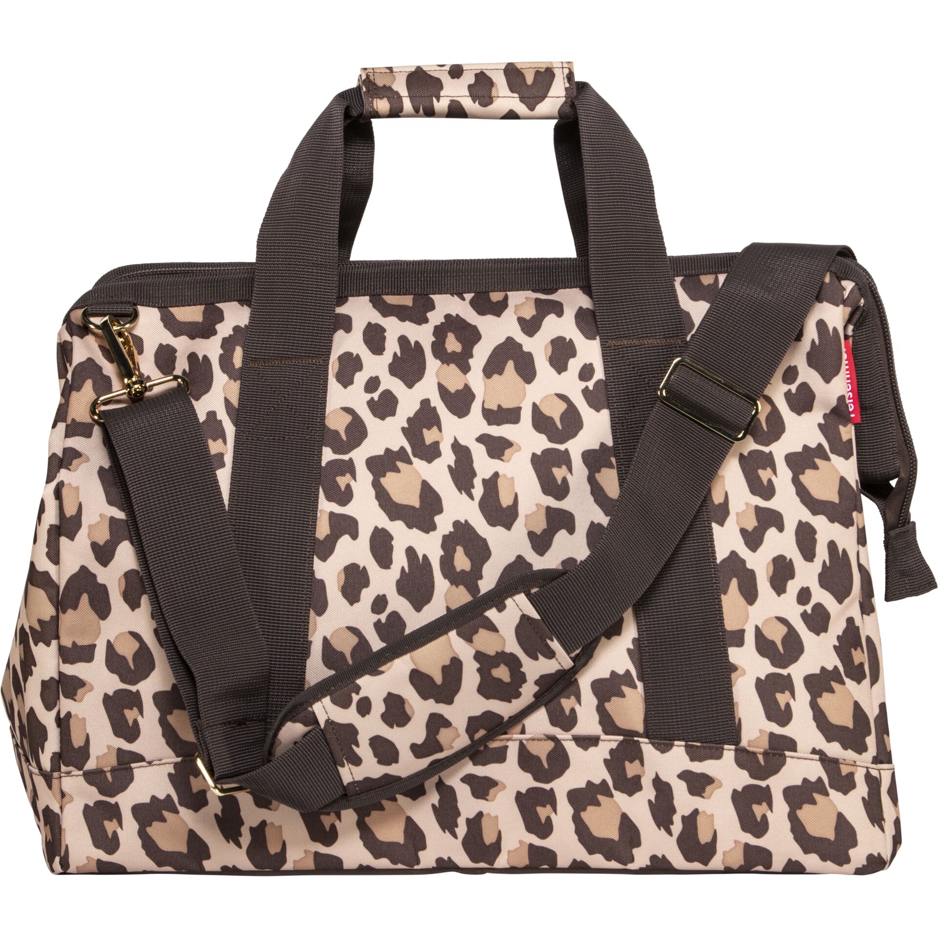 Leopardendruck, Gymbag, Duffel, Schultergurt, Braun-Beige