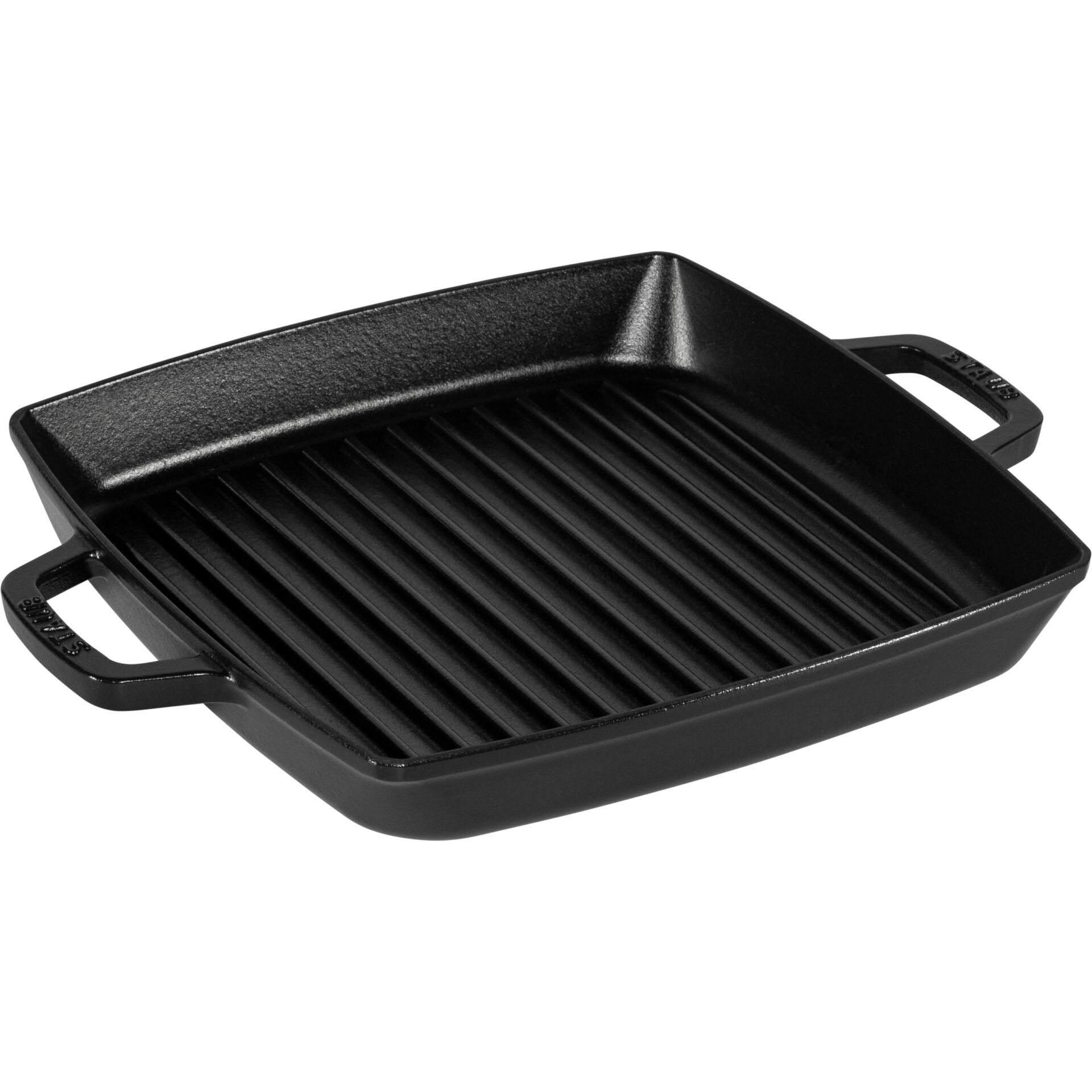 Gusseisenpfanne, Grillpfanne, Rillensystem, schwarz, indirektes Grillen