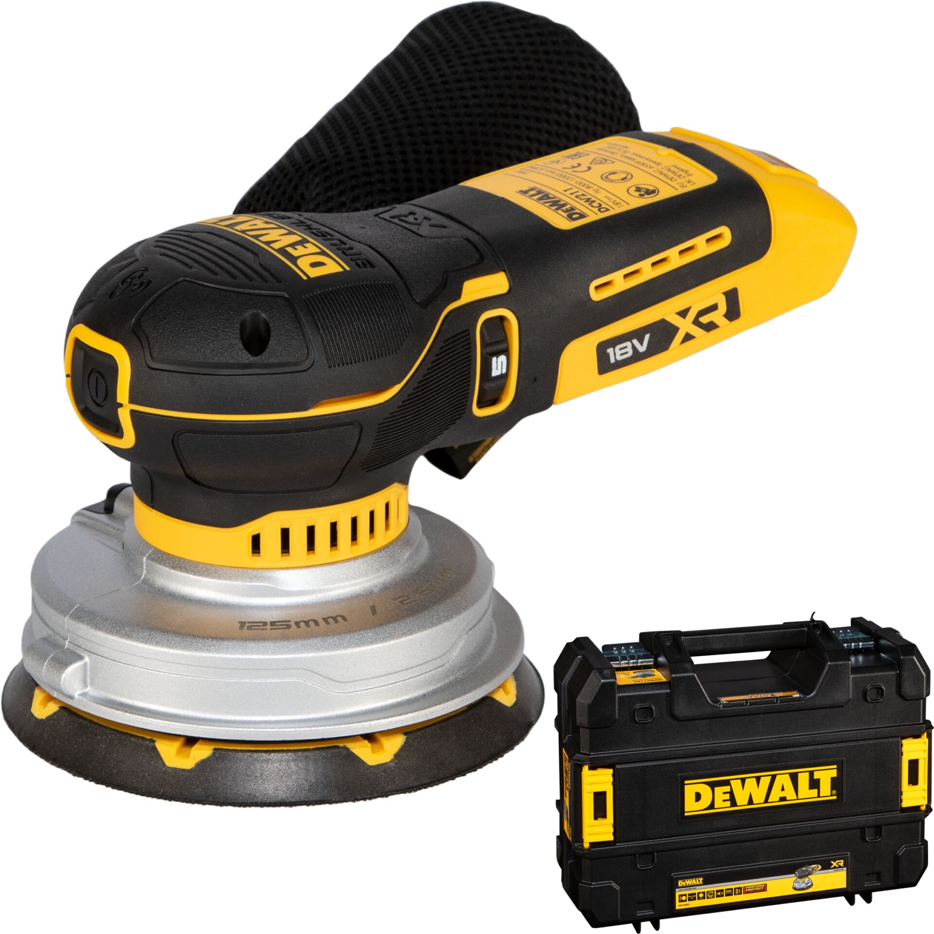 Exzenterschleifer, Akku-Schleifer, 18-Volt, 125-mm-Schleifteller, Transportkoffer