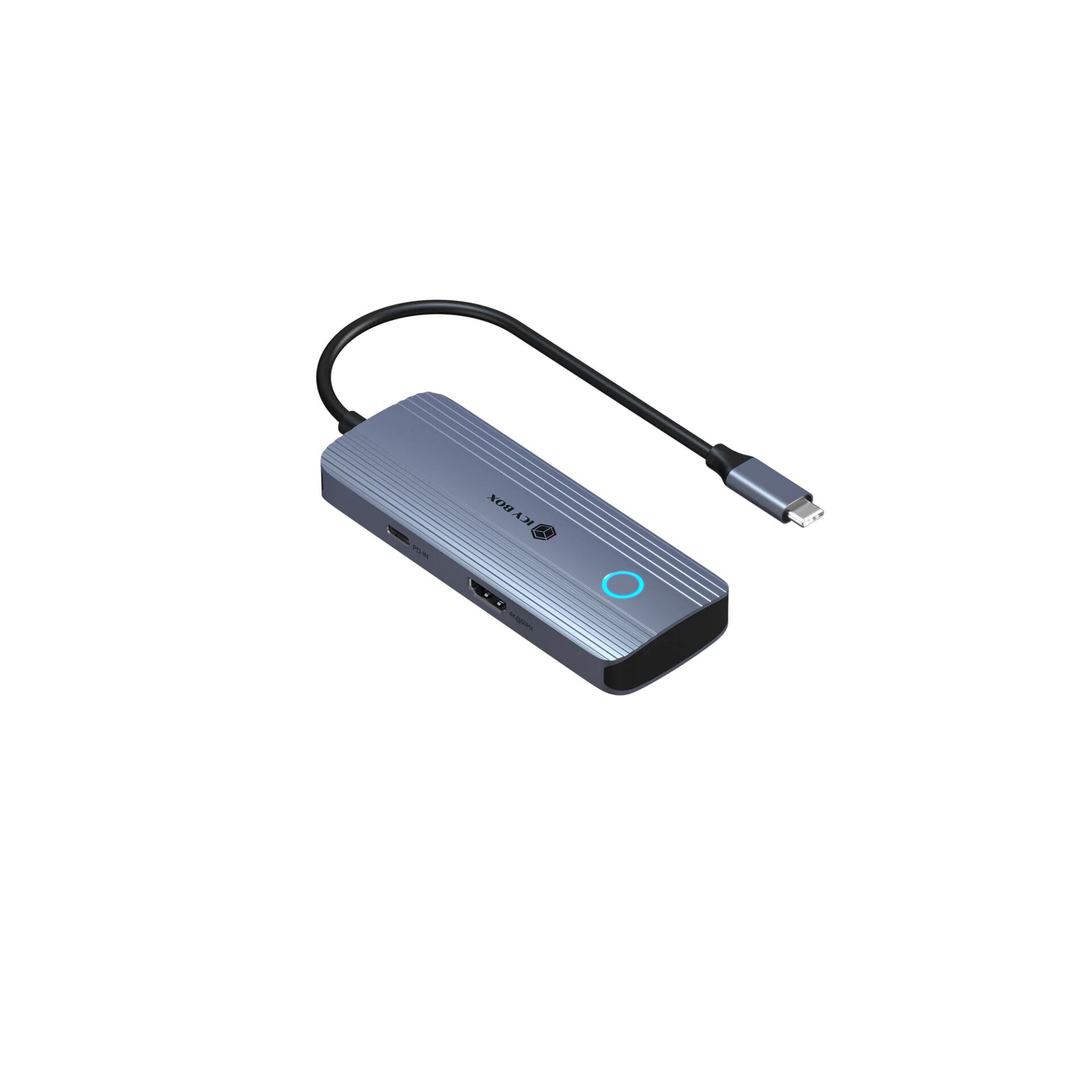 USB-C, Docking Station, Adapter, Aluminium, Blau-Ring