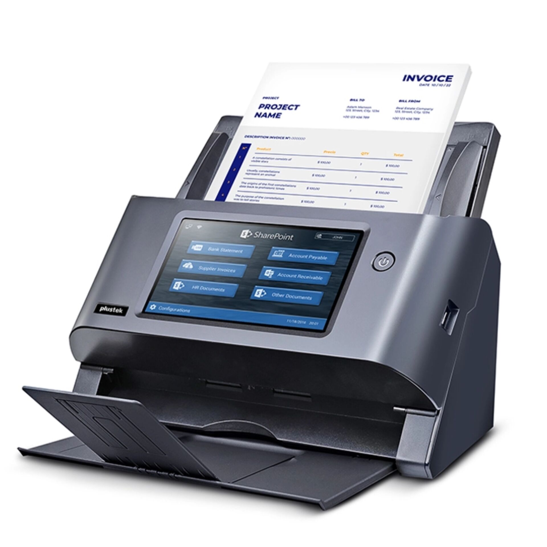 Dokumentenscanner, Schwarz-Grau, Dokumentenscanner mit Display, Scangerät, Inbox-Scanner