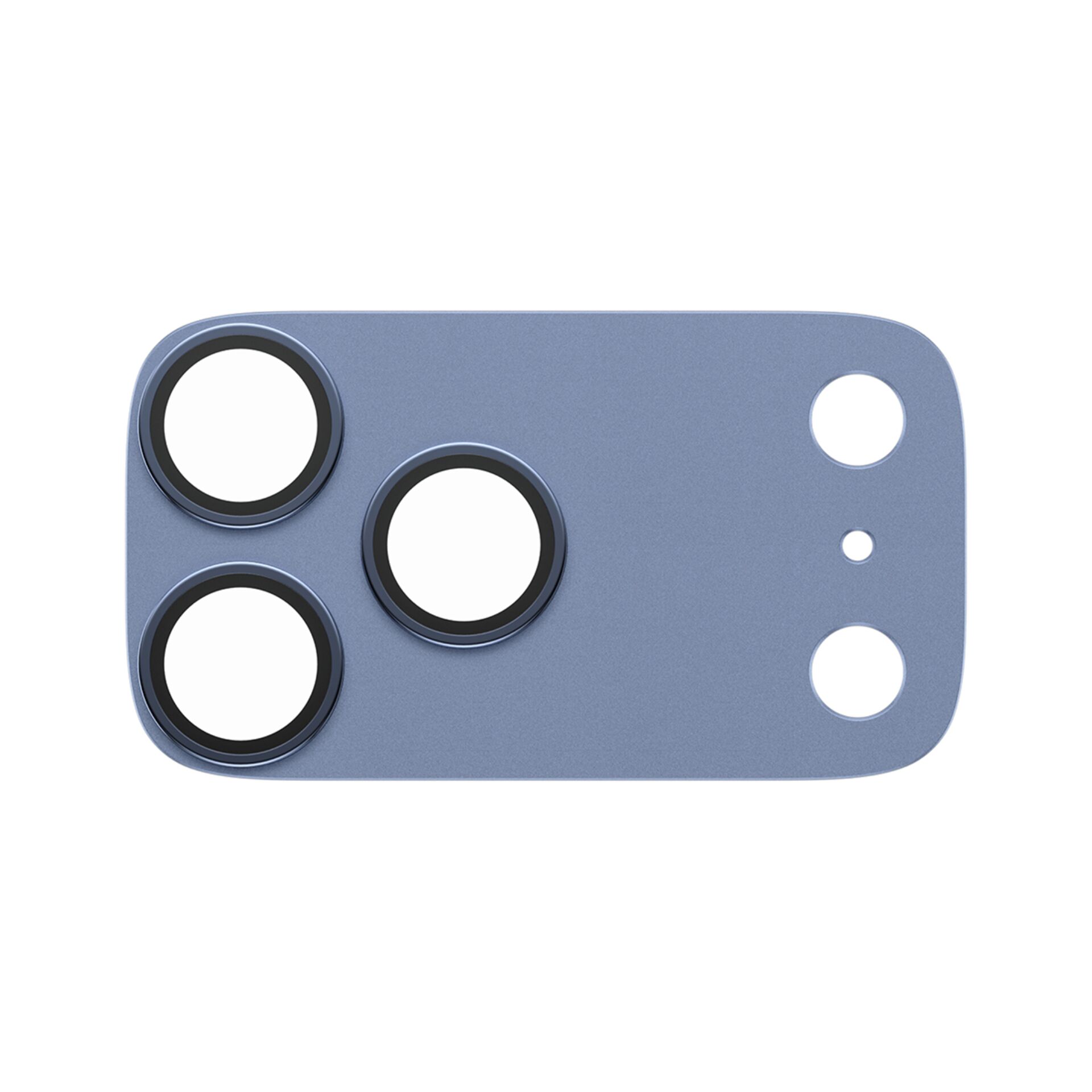 kamera-linsenschutz, blaues-metall, linsengehäuse, dreifach-linsenträger, handy-kamera-rückseite
