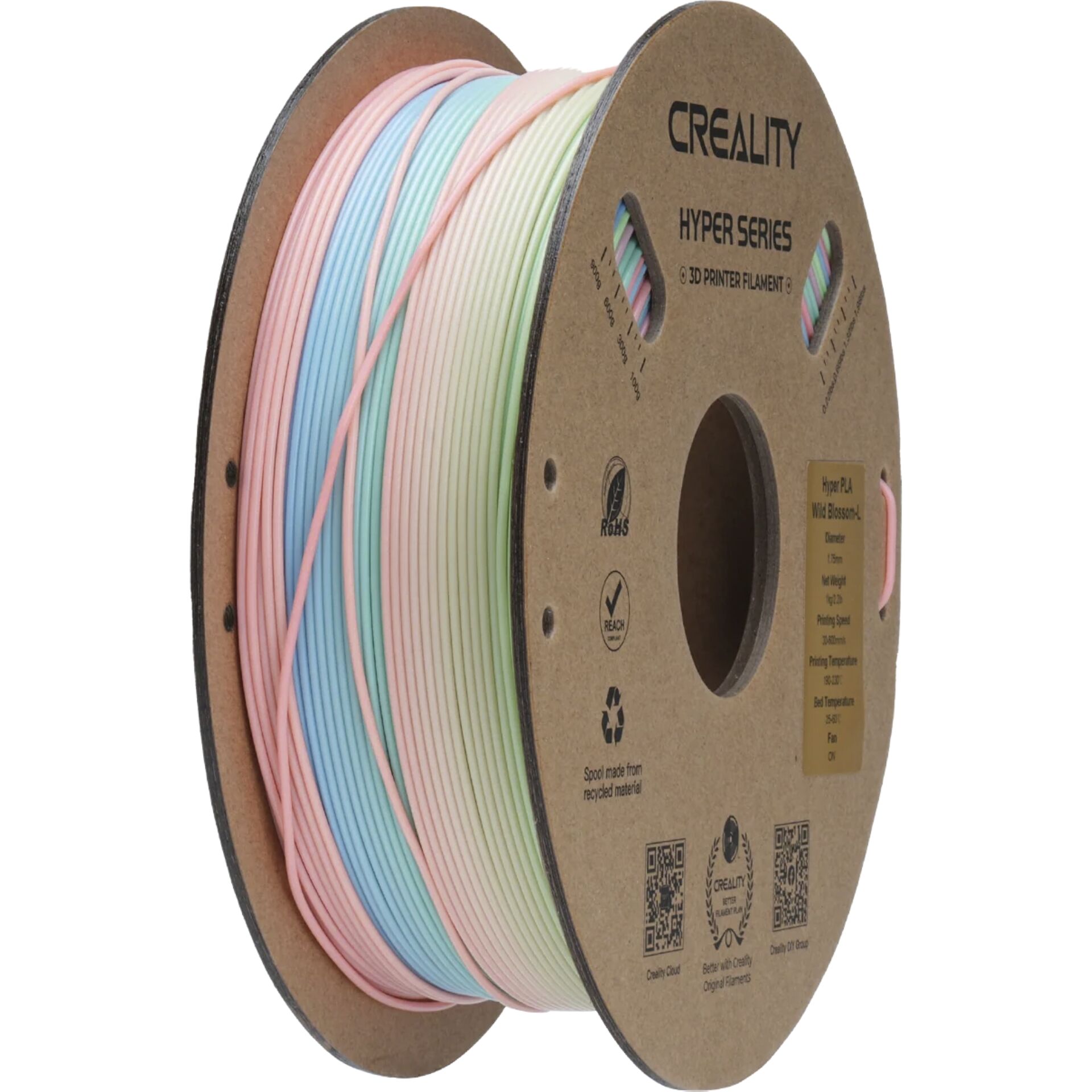 3D-Druck Filament, PLA-Filament, Mehrfarbig, Pastellfarben, Spule