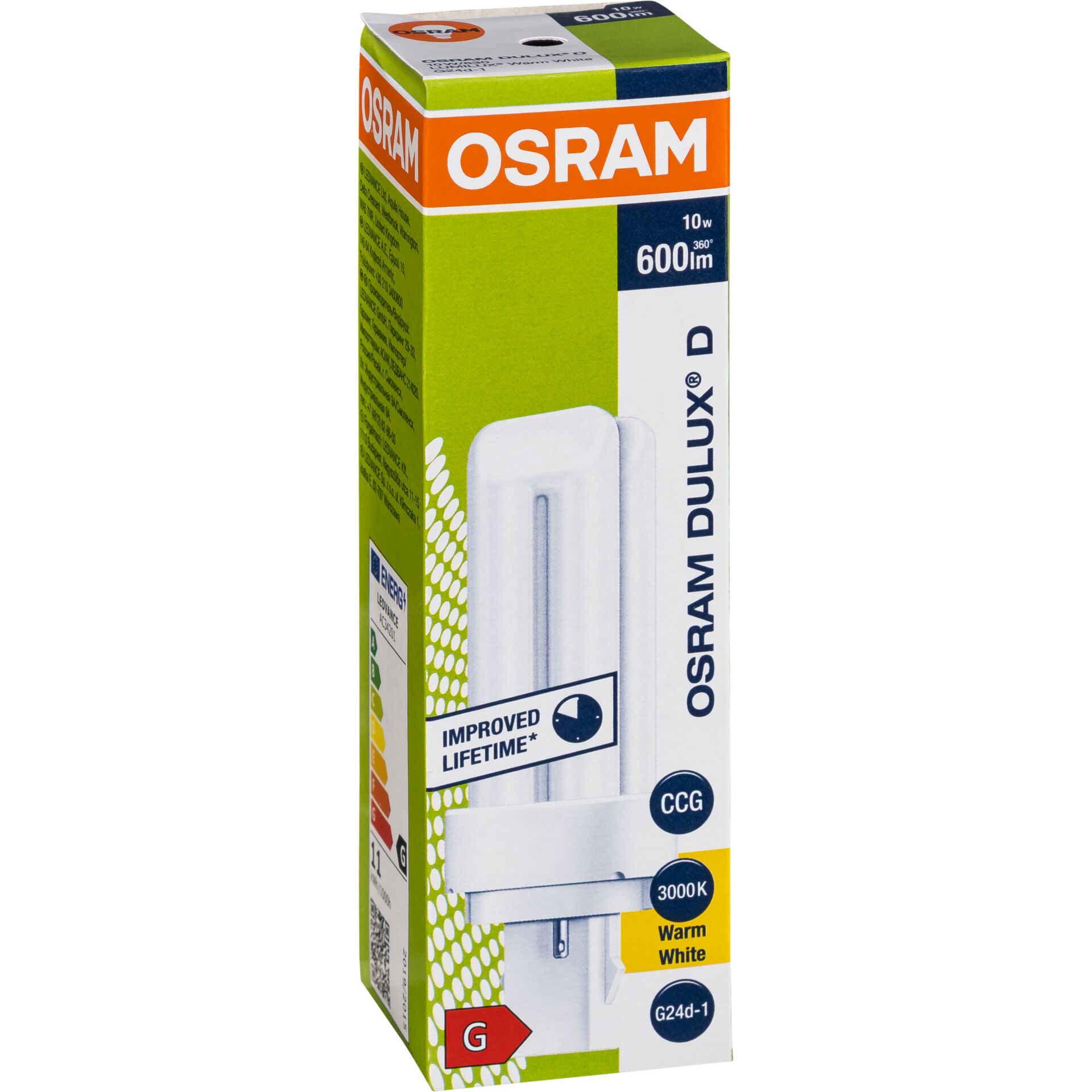 Glühlampe, Dulux D, 600 lm, Warmweiß, G24d-1