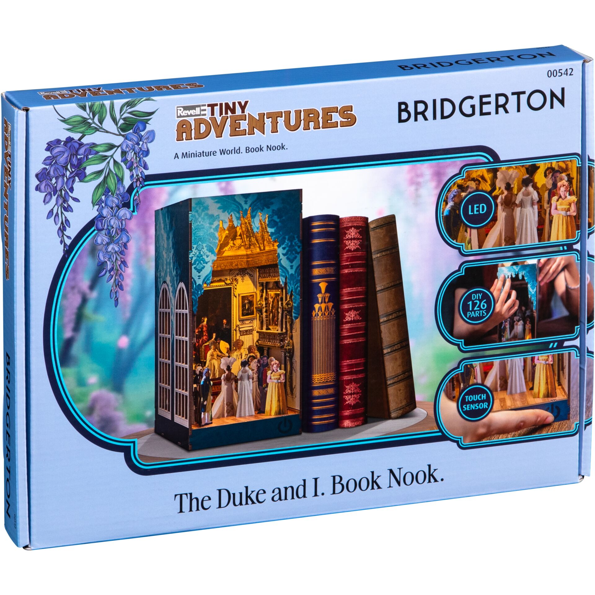 Buchregal, Miniatur-Set, Abenteuerbücher, LED, Bildschirm-Steckspiel
