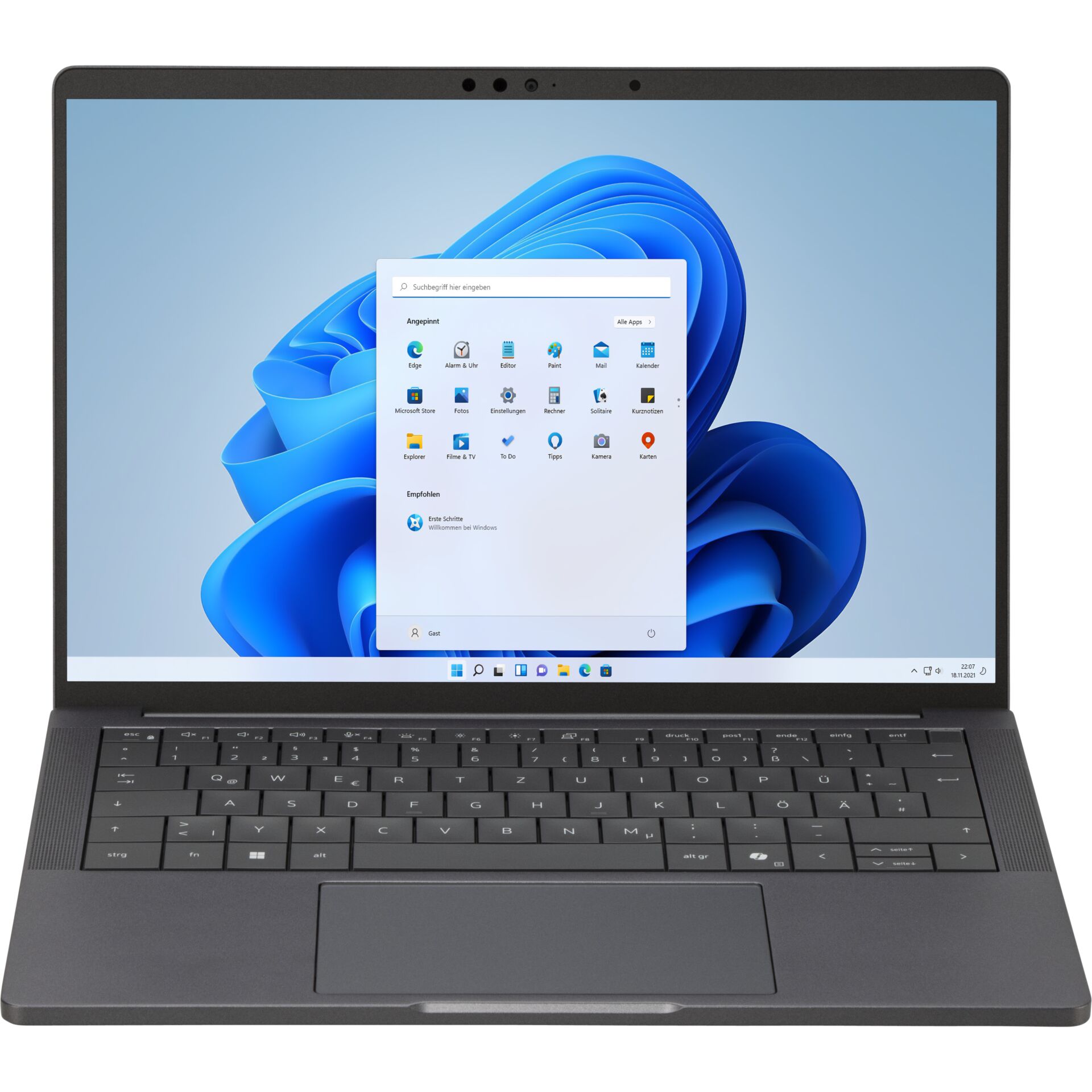 Laptop, Windows-Laptop, 13-14-Zoll, Dunkelgrau, Tastatur