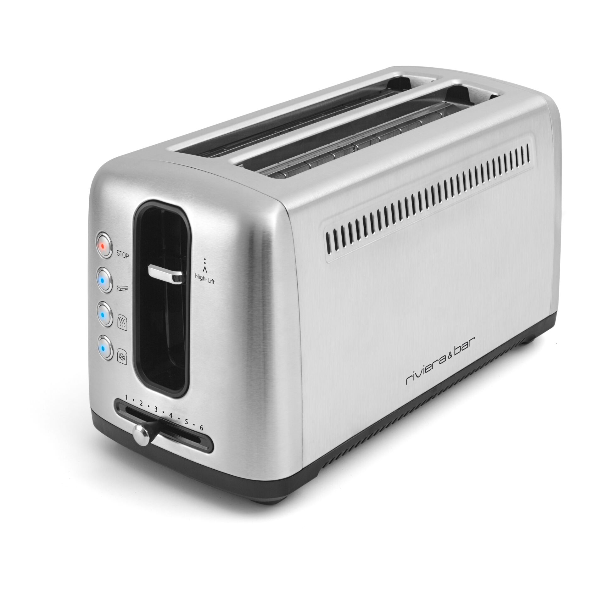 Toaster, 2-Slice, Edelstahl, Hebel, Bedienung]