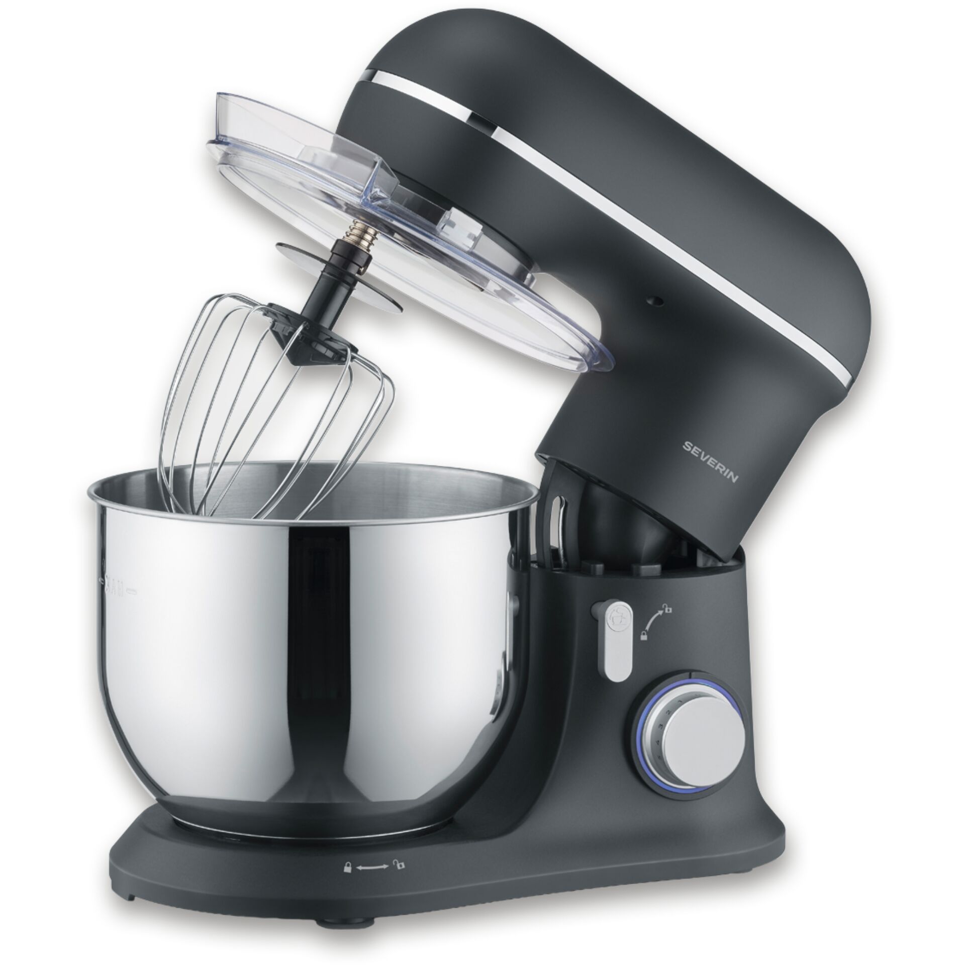 Küchenmixer, Standmixer, Metallschüssel, Schneebesen, Rührwerk