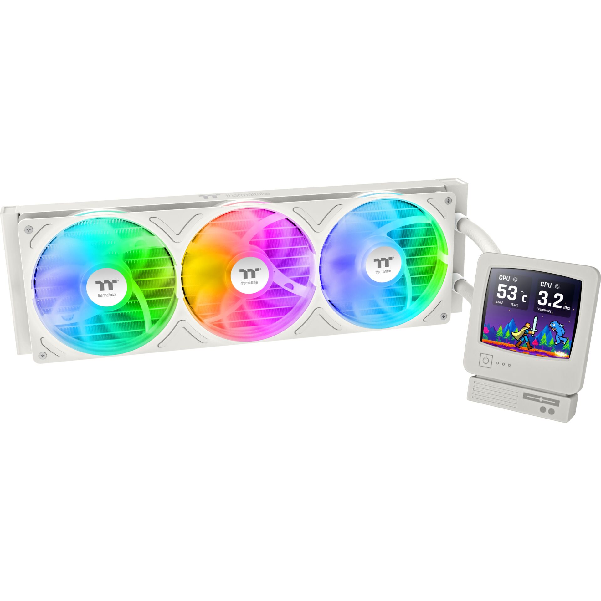 RGB-Fans, RGB-Lüfter, Dreifach-Lüfter, weiße Grafikkarte, Display-Modul