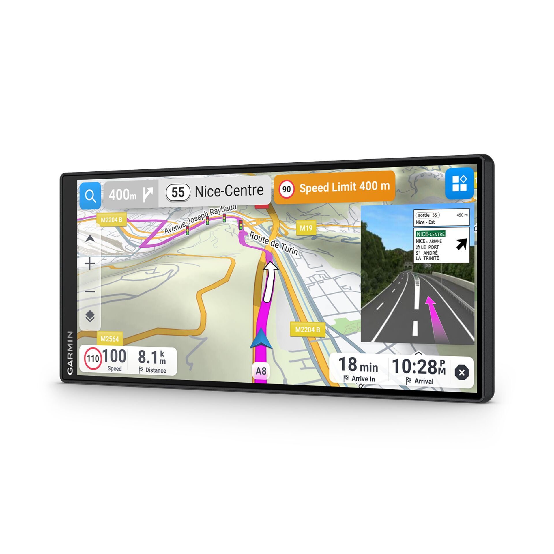 Navigationsgerät, Kfz-Navi, Touchscreen, Straßenkarten, Schwarzes Gehäuse